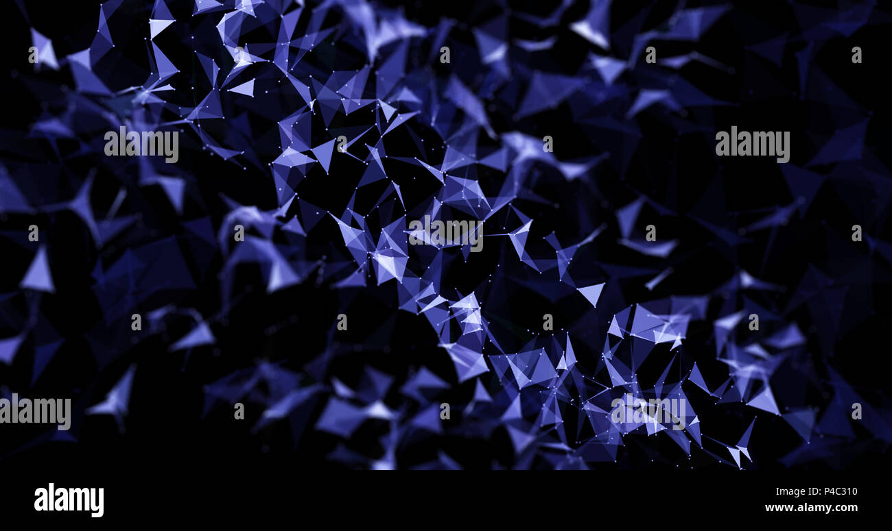 3D low poly background with connecting lines and dots Stock Photo