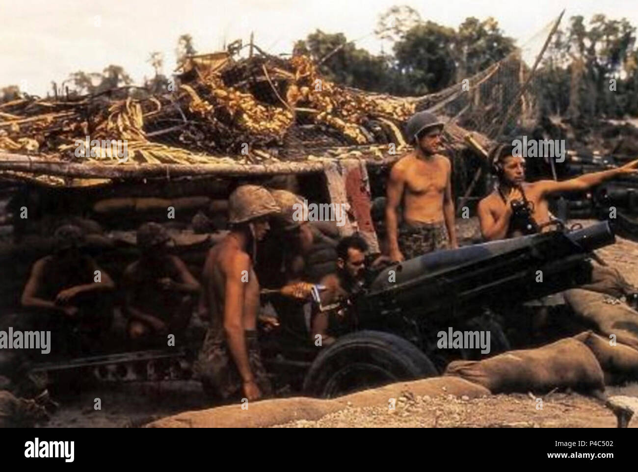 12th-marines-bougainville-75mm-howitzer-M1-1943. Stock Photo