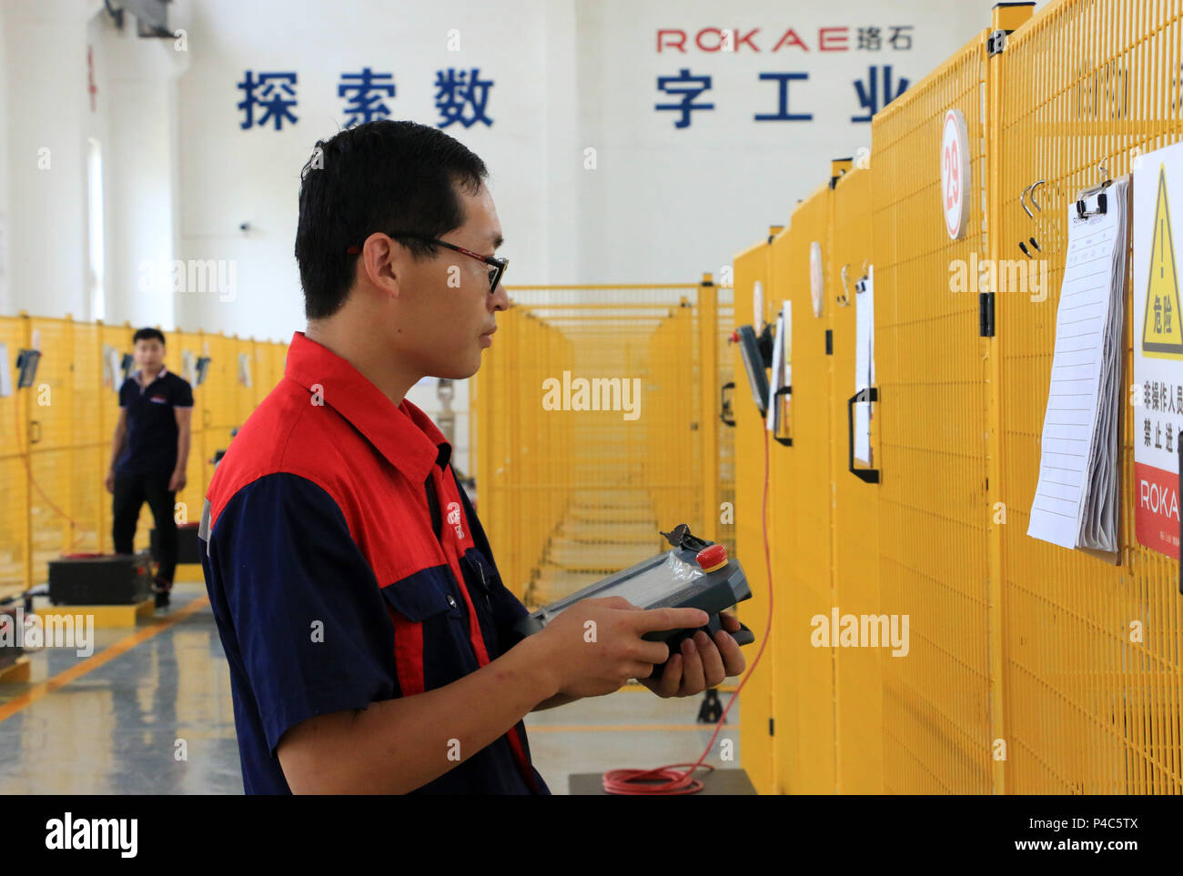 Zoucheng, China. 20th June, 2018. Numerous robots can be seen at the largest base of robot manufacturing in Zoucheng, east China's Shandong Province.ITORIAL USE ONLY. CHINA OUT) Credit: SIPA ASIA/Pacific Press/Alamy Live News Stock Photo
