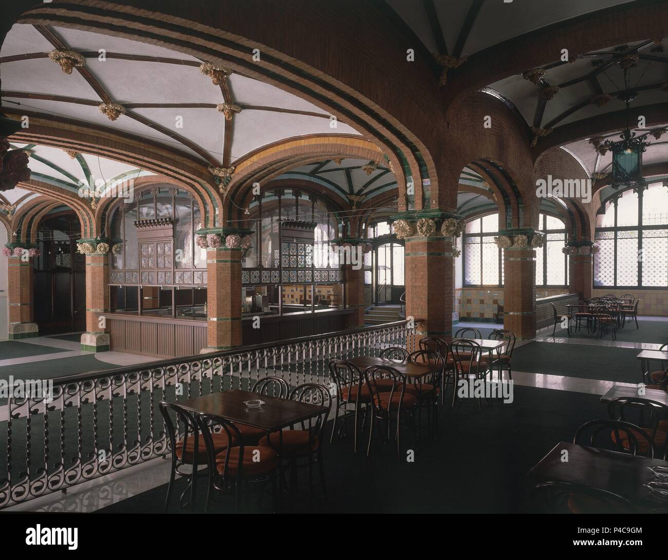 CAFETERIA -. Author: Lluís Domènech i Montaner (1850-1923). Location:  PALACIO DE LA MUSICA, BARCELONA, SPAIN Stock Photo - Alamy