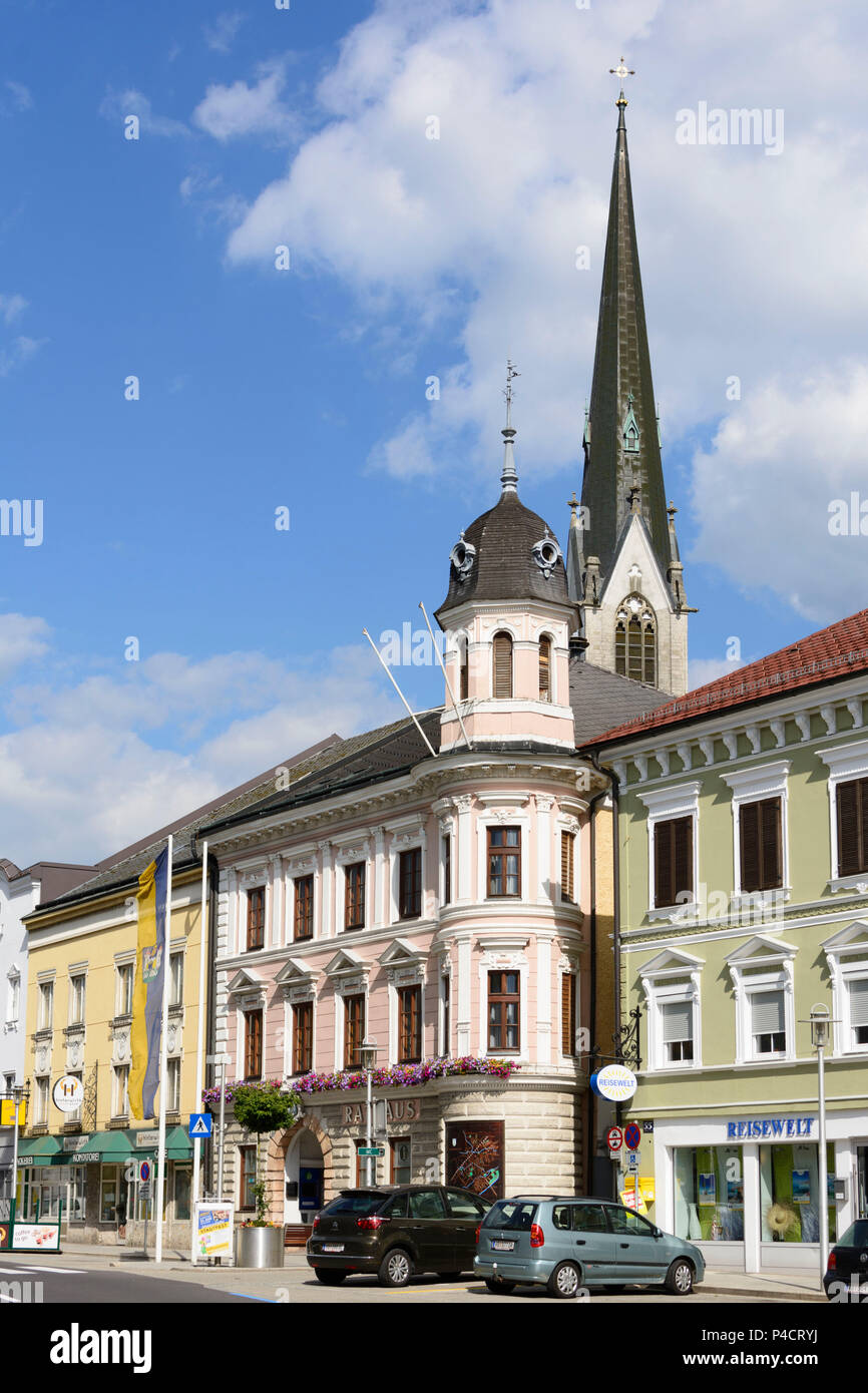 Schwanenstadt, church, Stadtplatz (main square), Zentralraum, Upper Austria, Austria Stock Photo