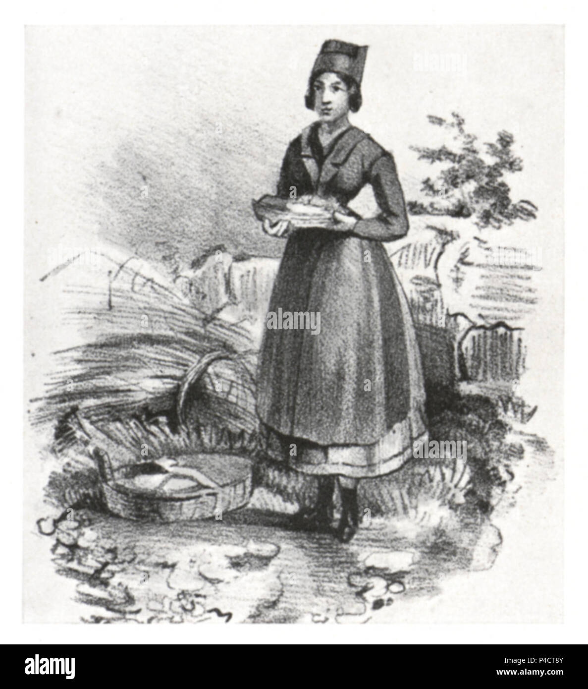 122 Mädchen aus der Gegend St. Peter (Grätzer Kreis), Lith. um 1860 unbek. Künstler. Stock Photo