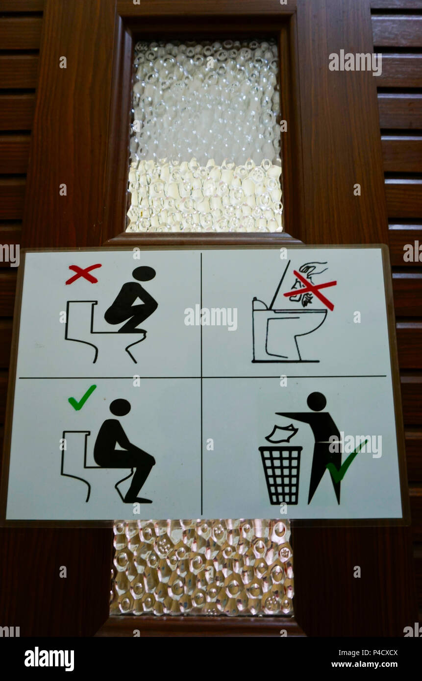 Sign in bathroom, Phnom Penh, Cambodia Stock Photo Alamy