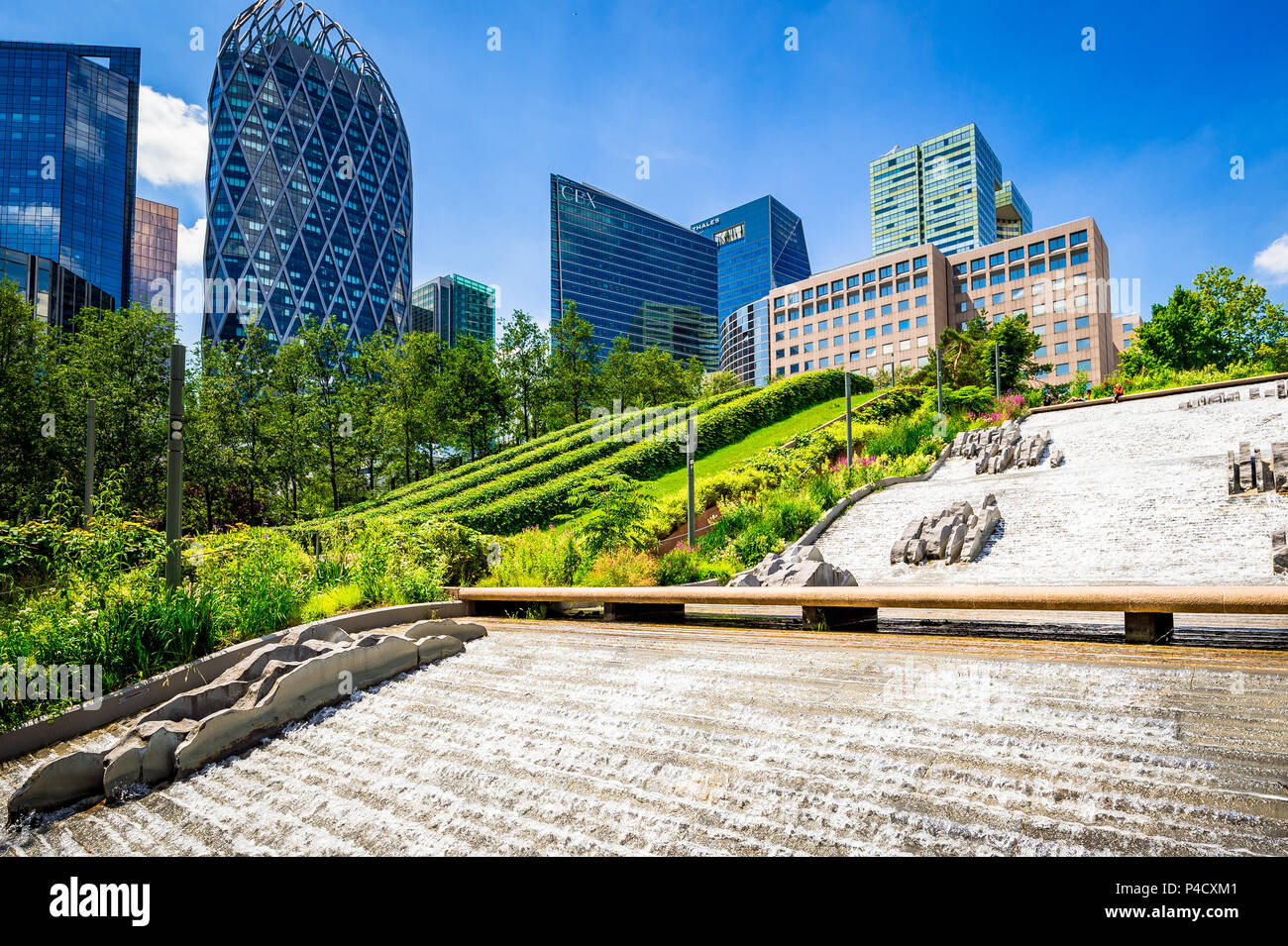 The beautiful Parc Diderot within the La Defense area of Paris, France
