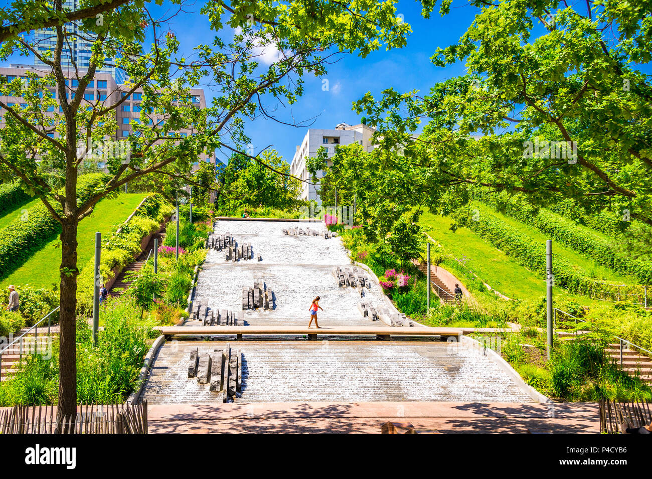 The beautiful Parc Diderot within the La Defense area of Paris, France