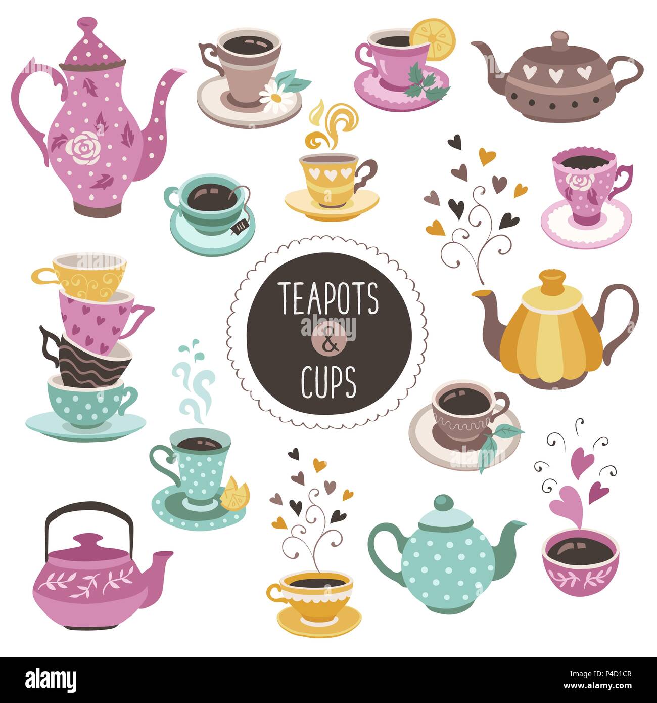 teapots and cups collection Stock Vector Image & Art - Alamy