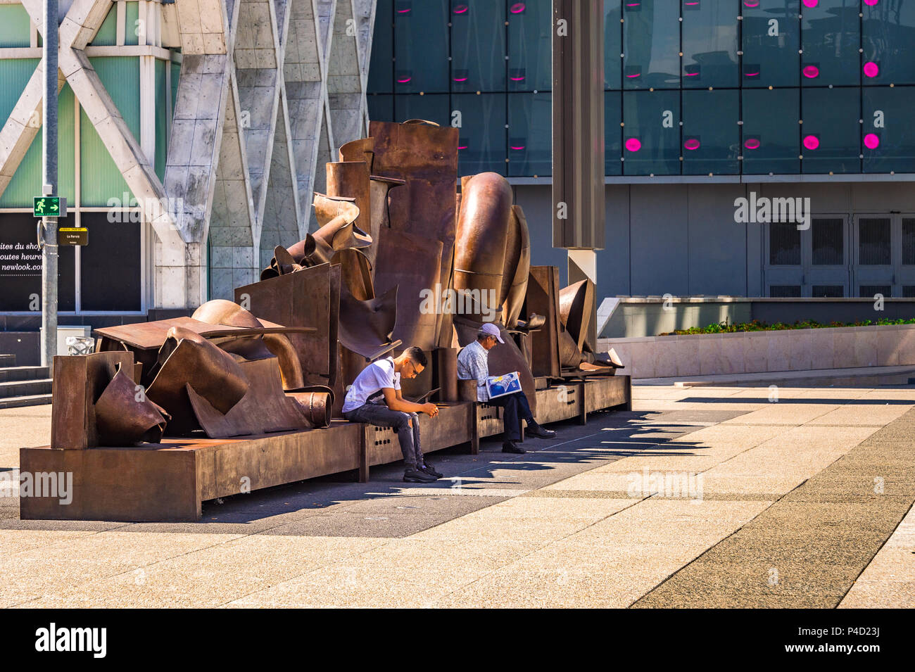 'After Olympia' sculpture by Anthony Caro sits in the La Defense area in Paris, France Stock Photo