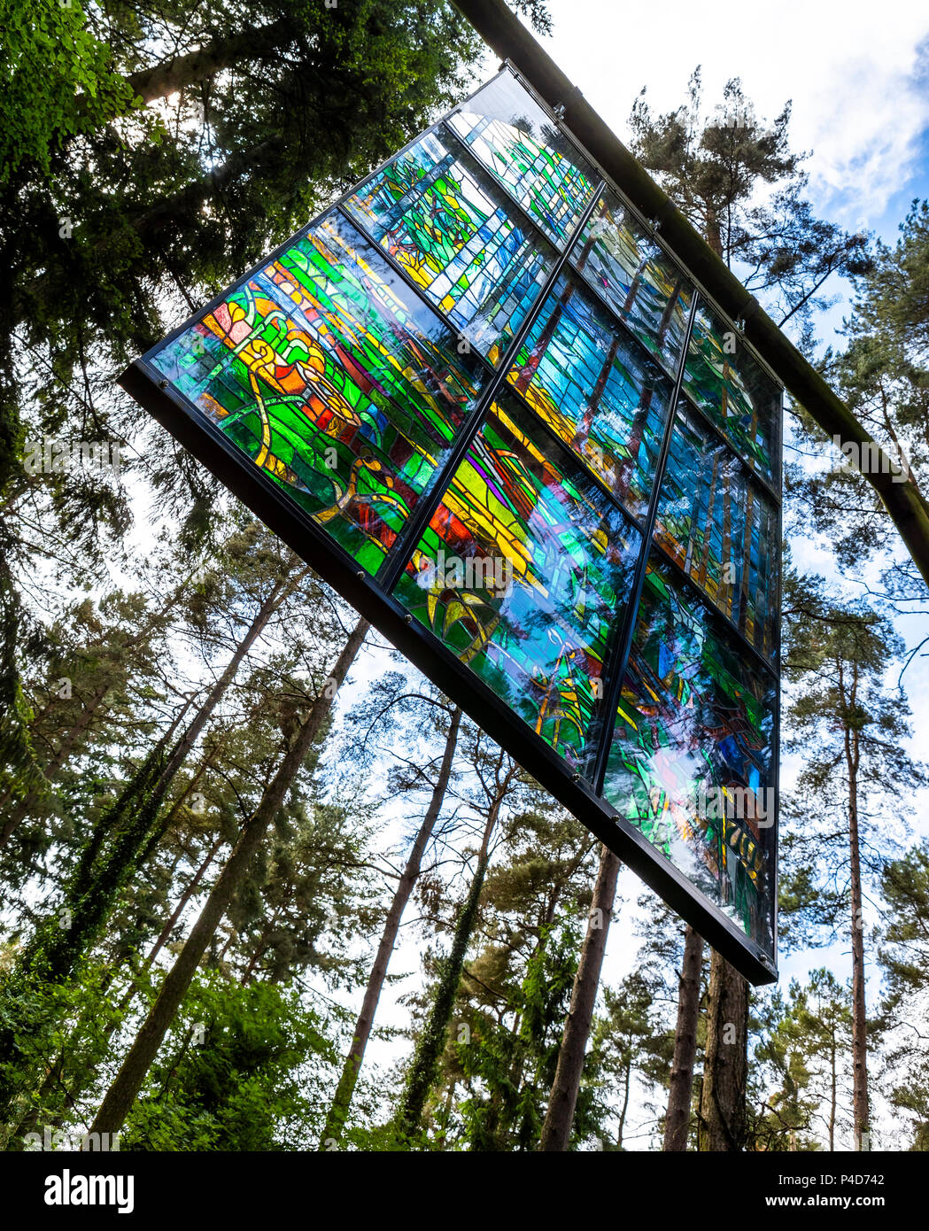 Cathedral of the Forest. Stained glass art sculpture at Speech House