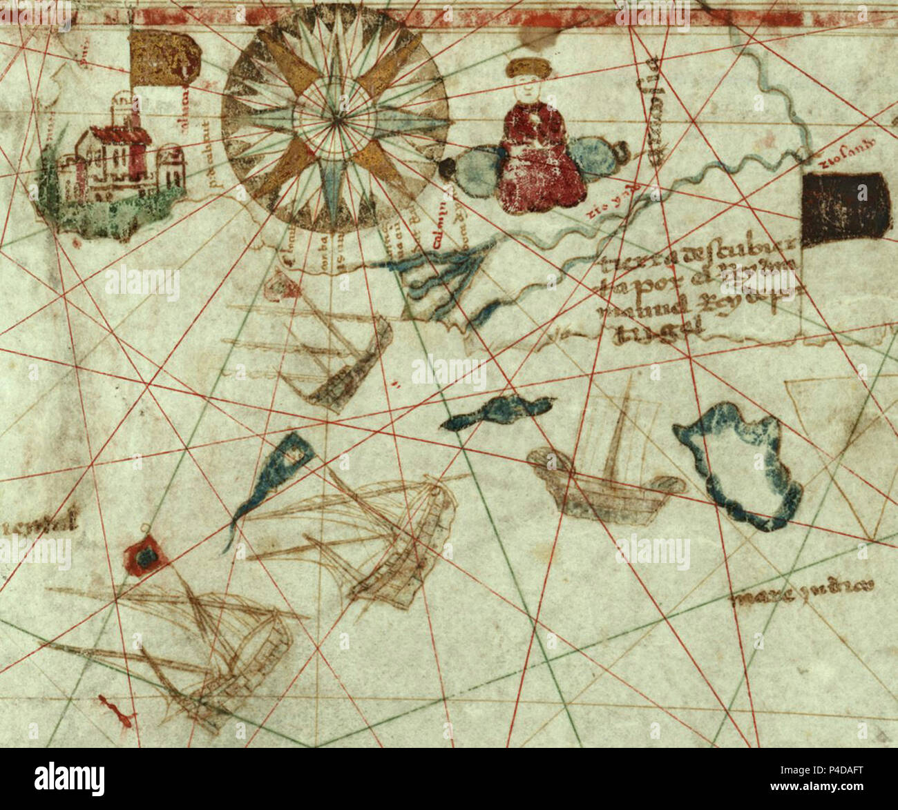 1500 map by Juan de la Cosa-India. Stock Photo