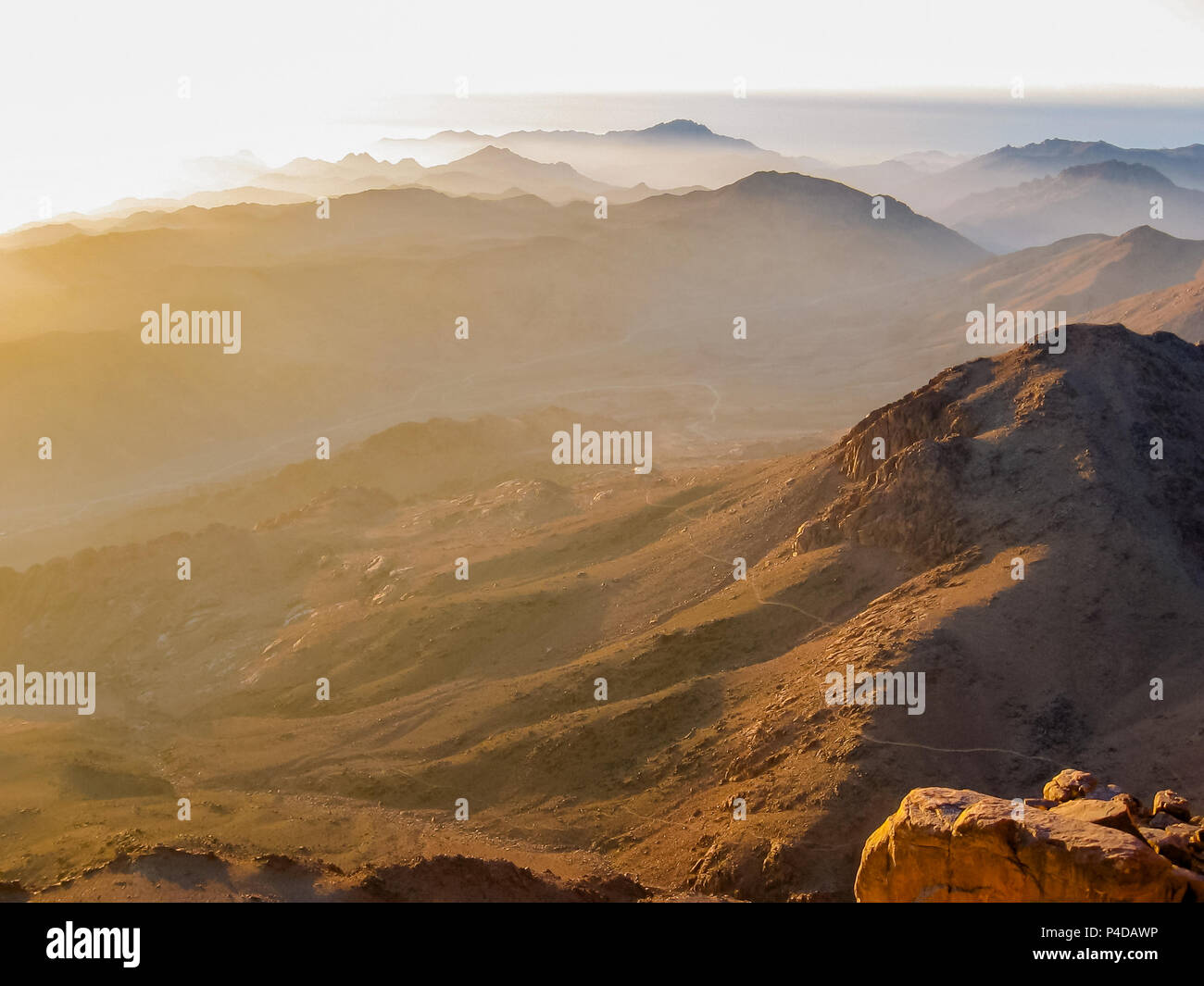 Spectacular aerial view of the holy summit of Mount Sinai, Aka Jebel ...