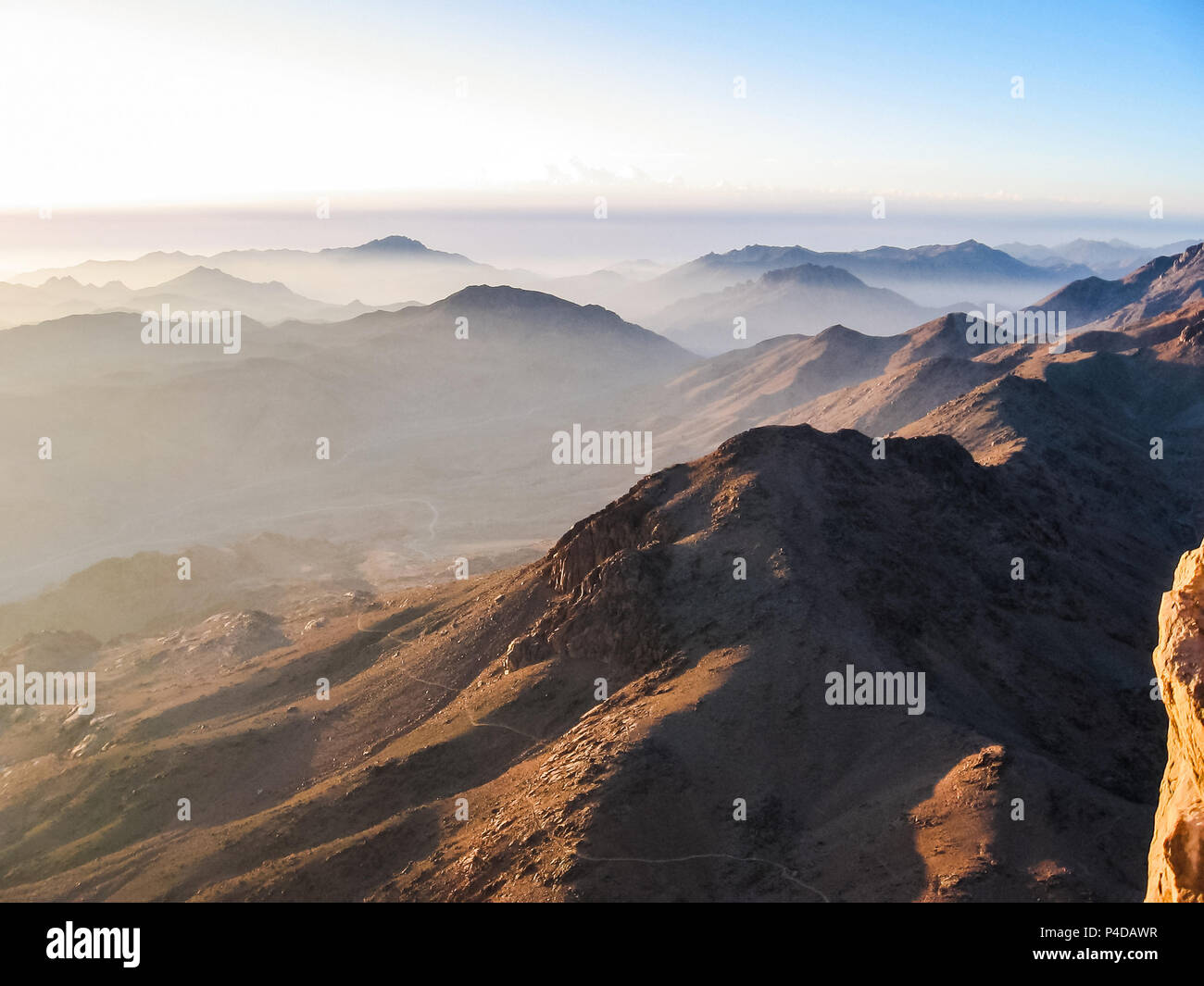 Spectacular aerial view of the holy summit of Mount Sinai, Aka Jebel ...