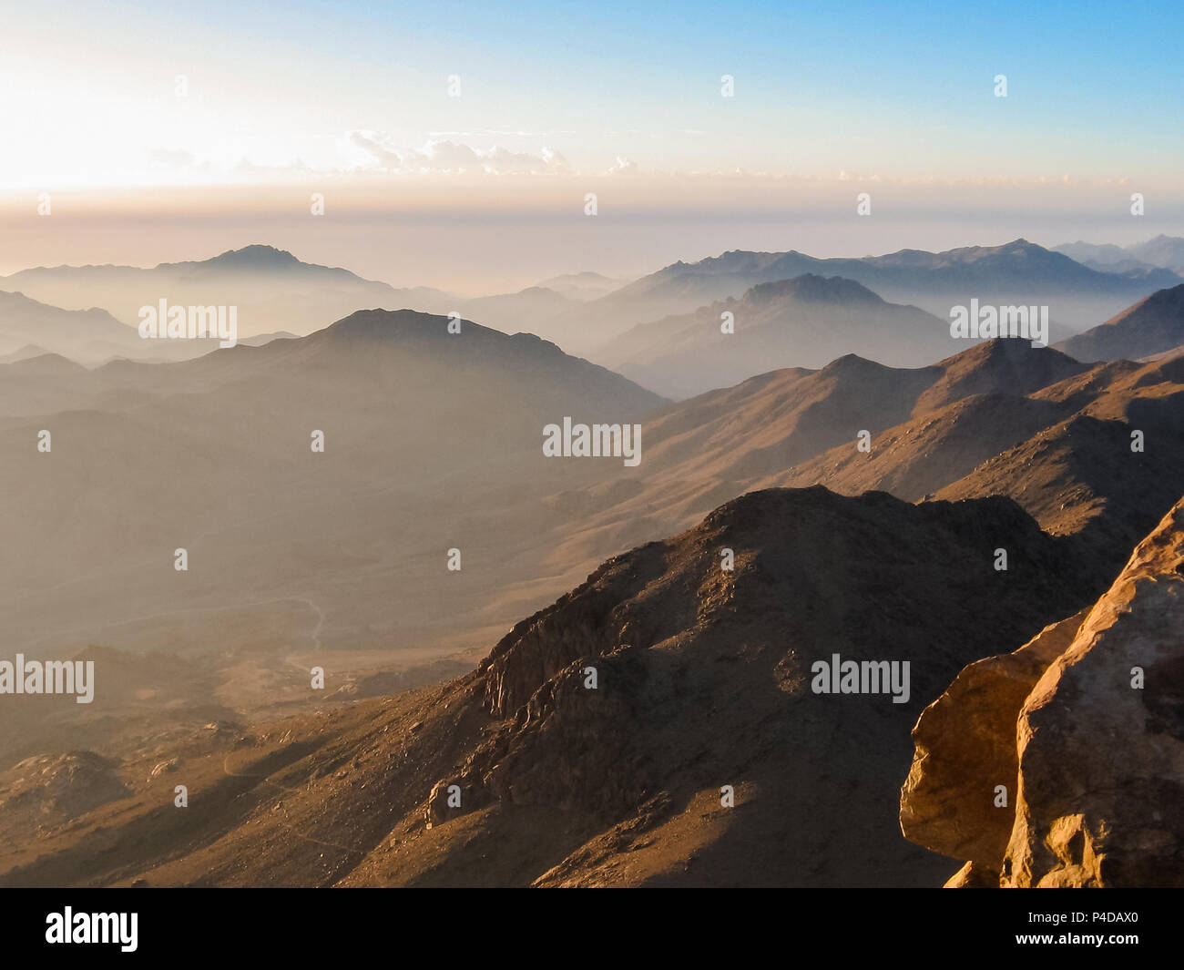 Spectacular aerial view of the holy summit of Mount Sinai, Aka Jebel ...