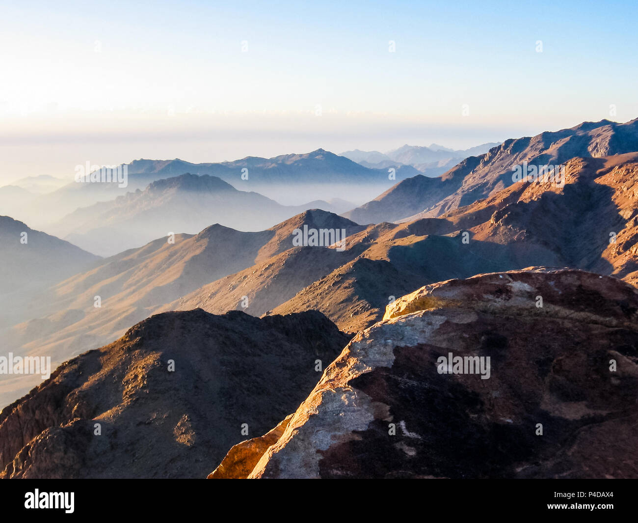 Spectacular aerial view of the holy summit of Mount Sinai, Aka Jebel ...