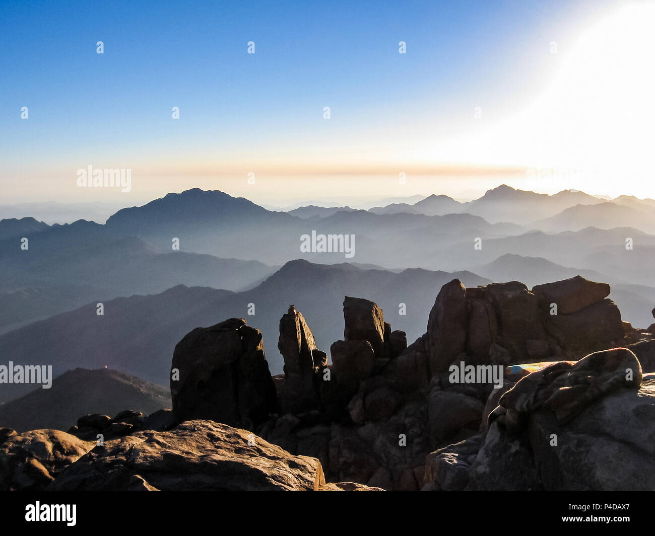 Spectacular aerial view of the holy summit of Mount Sinai, Aka Jebel ...