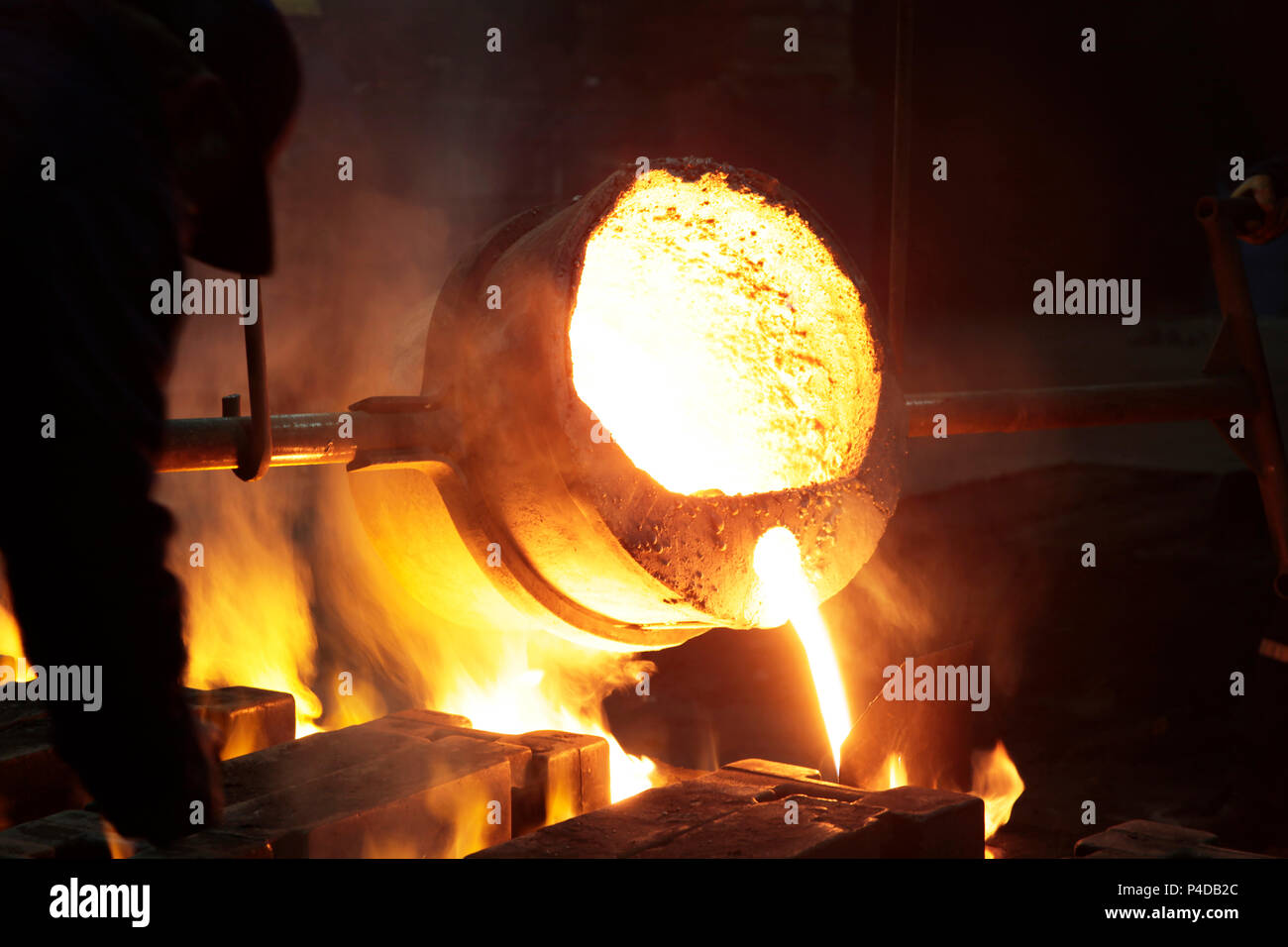 Metallurgical plant, hot metal casting Stock Photo Alamy