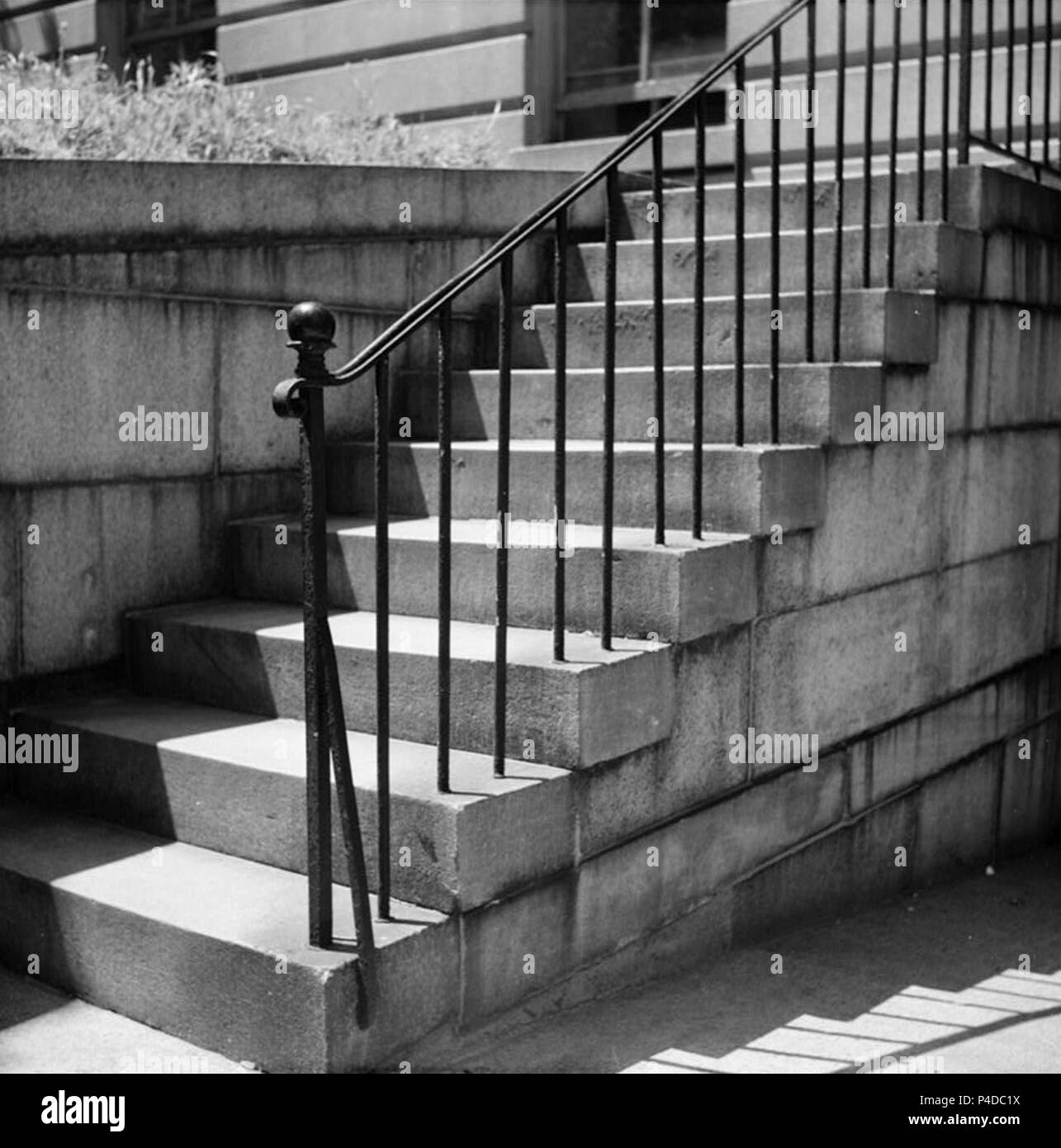 14. DETAIL, IRON STAIR RAILING, STREET LEVEL TO GROUND FLOOR LEVEL
