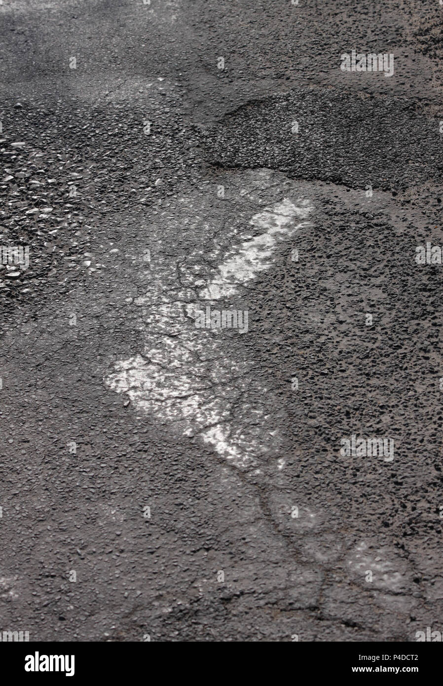 Aged coarse asphaltic road surface abstract texture close up Stock Photo