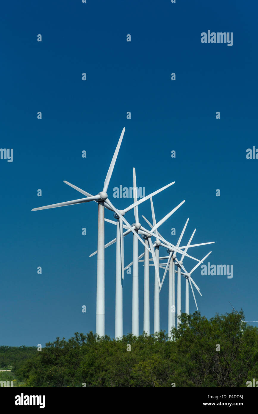 Wind turbines at Brazos Wind Farm on Llano Estacado plains escarpment