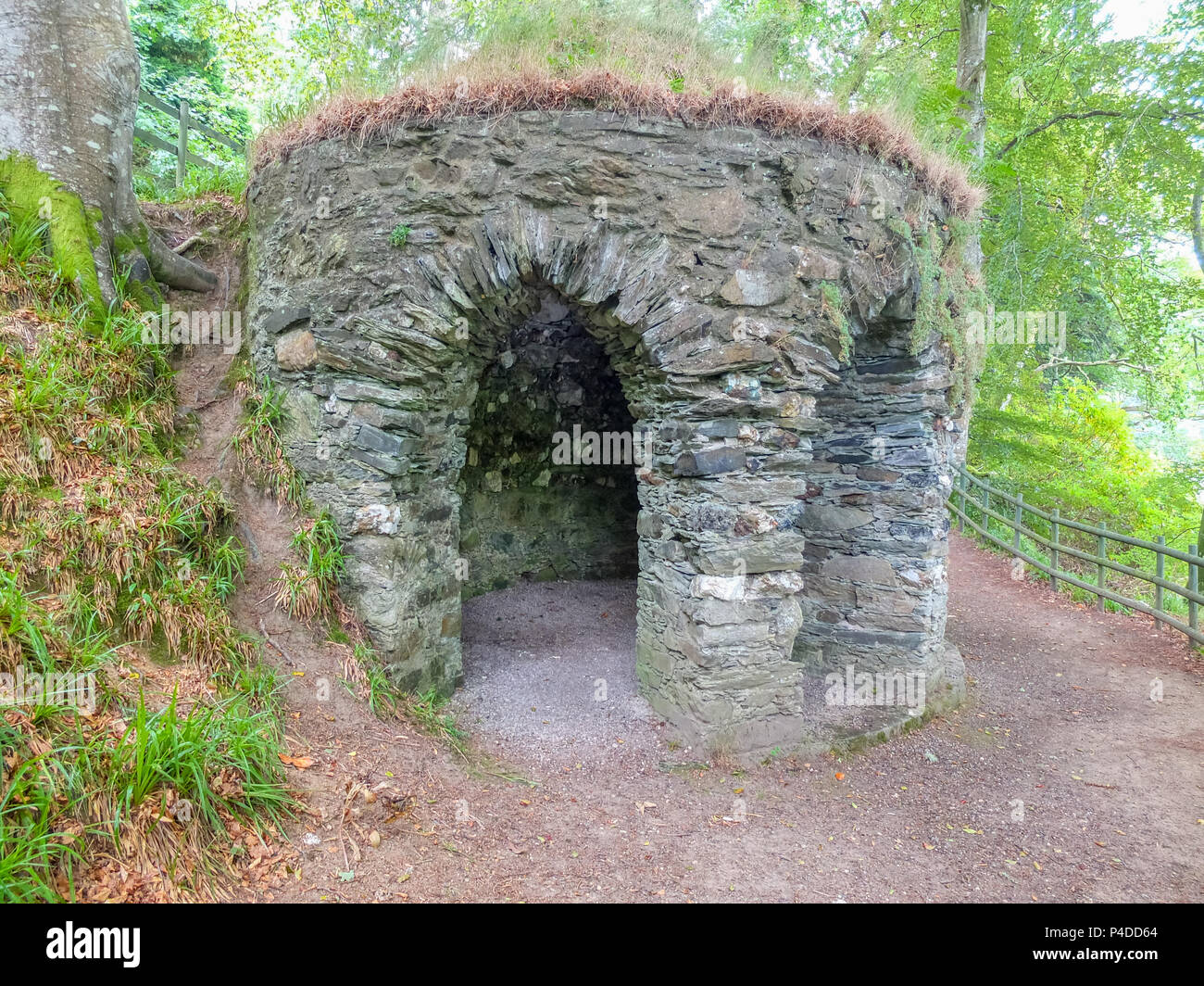 Ancient Stone Constructed River Shelter at Dunkeld in Scotland Stock Photo