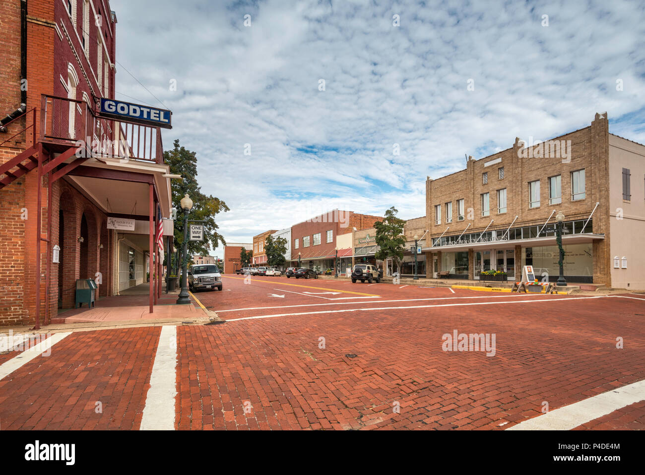 Main Street, brick street in Nacogdoches, Texas, USA Stock Photo Alamy