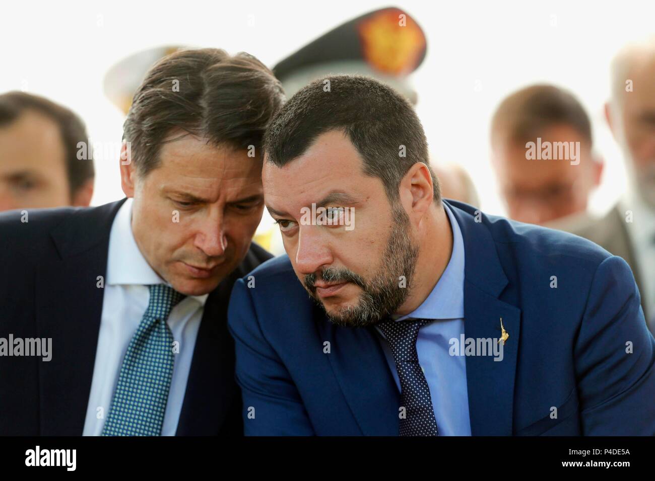 Italian Prime Minister Giuseppe Conte L And Interior Minister Matteo Salvini During The The Guardia Di Finanza Party In Rome Italy On June 20 201 Stock Photo Alamy