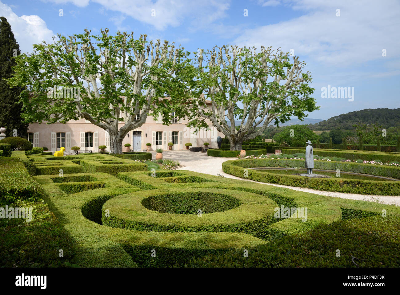 Clipped Boxwood Hedges or Topiary in the Formal French Garden at Château Sainte Roseline Arc-sur-Argens Var Provence France Stock Photo