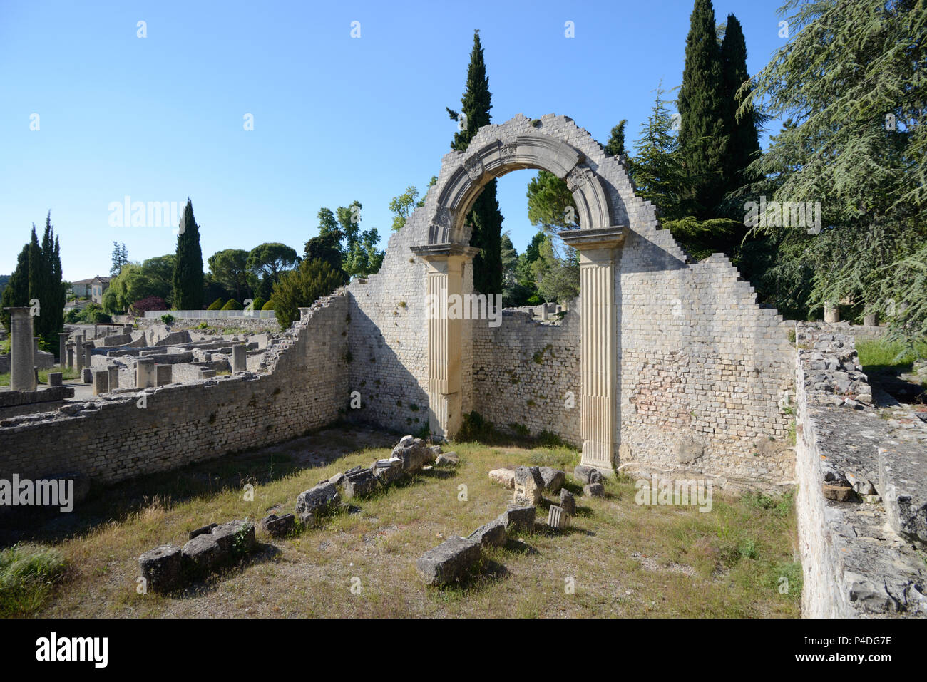 Roman Baths at Villasse Roman Town or Remains at Vaison-la-Romaine Vaucluse Provence France Stock Photo