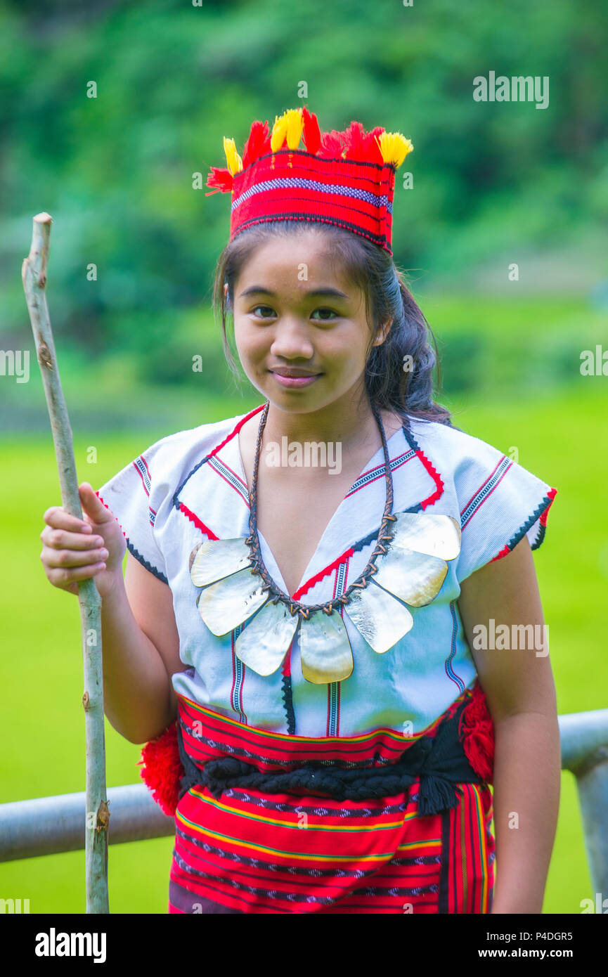 Woman from Ifugao Minority near a rice terraces in Banaue the ...