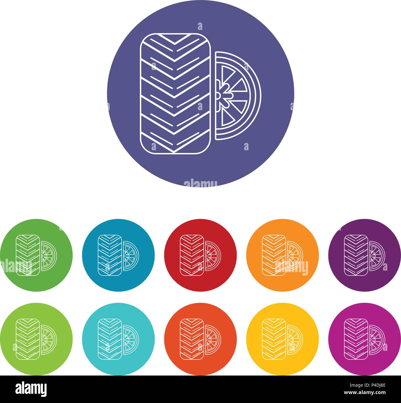 Tire icons set vector color Stock Vector