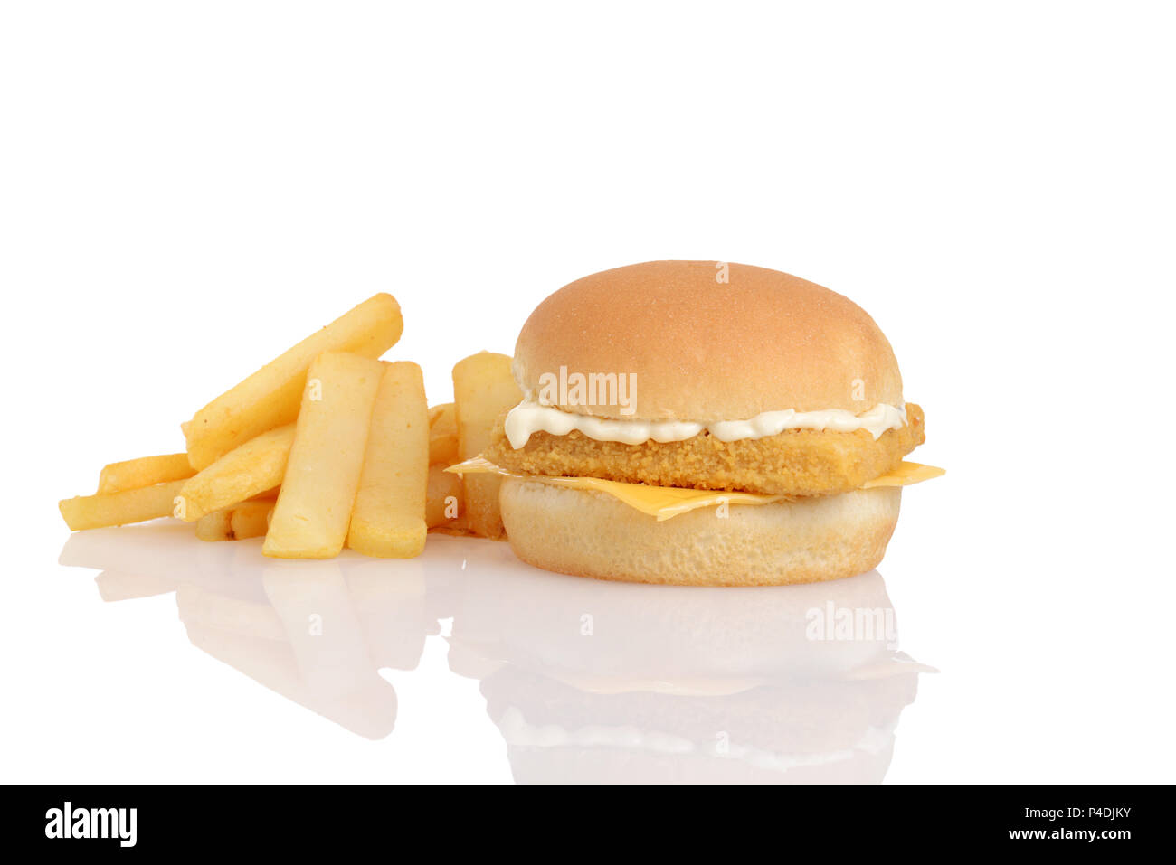 fillet fish sandwich with french fries Stock Photo