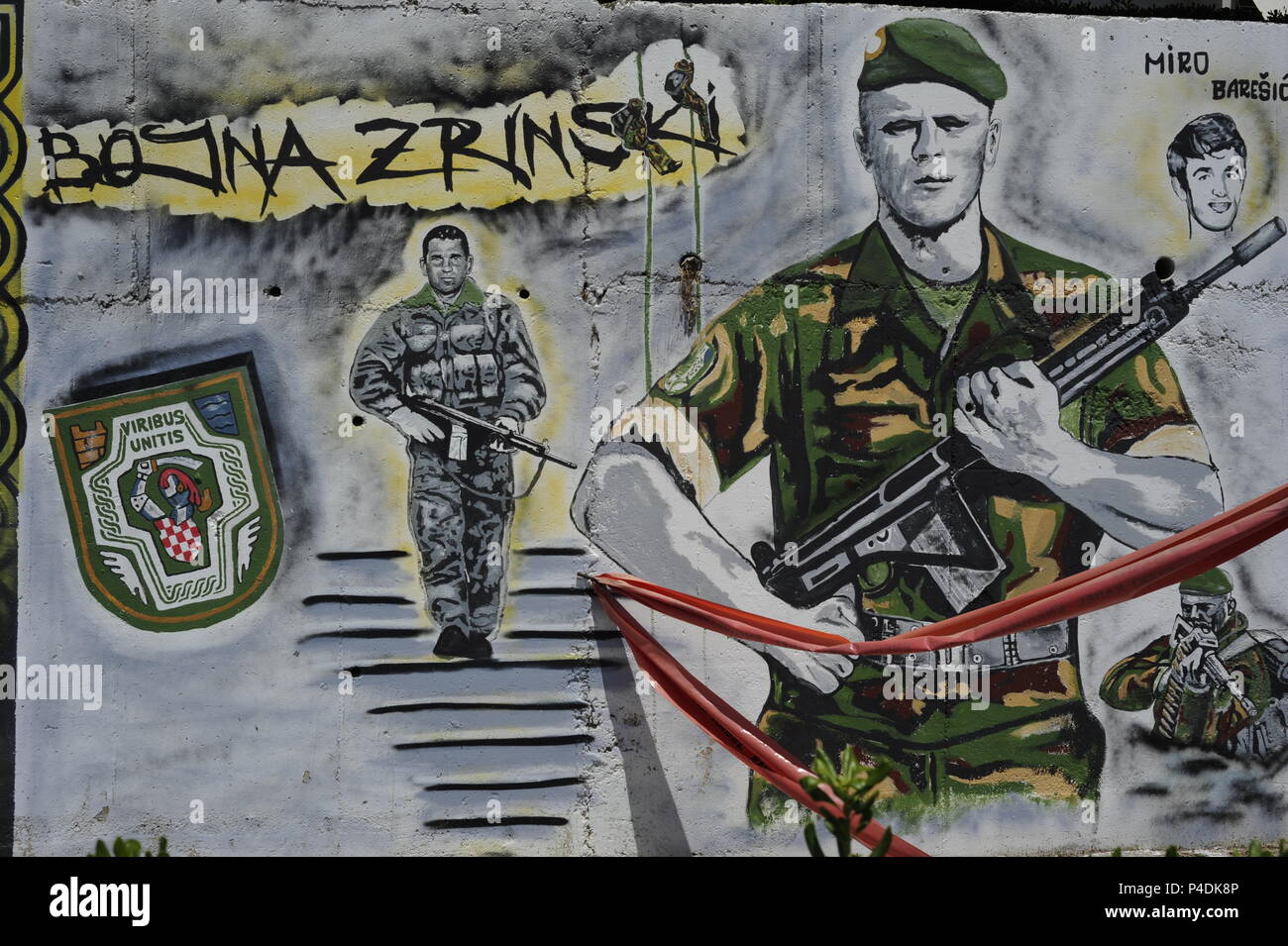 Graffitis to remember memorial of heroes of war civil-war in Yugoslavia  yougoslavia-war Vukovar street. Split, Croatia Stock Photo