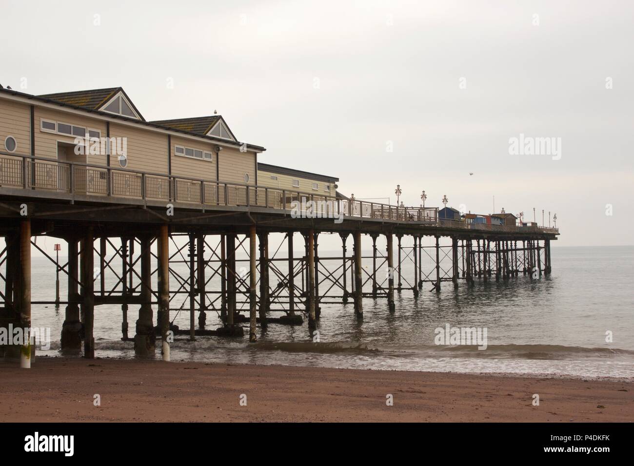 The view of the Grand Pier in Teignmouth, South Devon from Teignmouth beach, depicting the British seaside Stock Photo