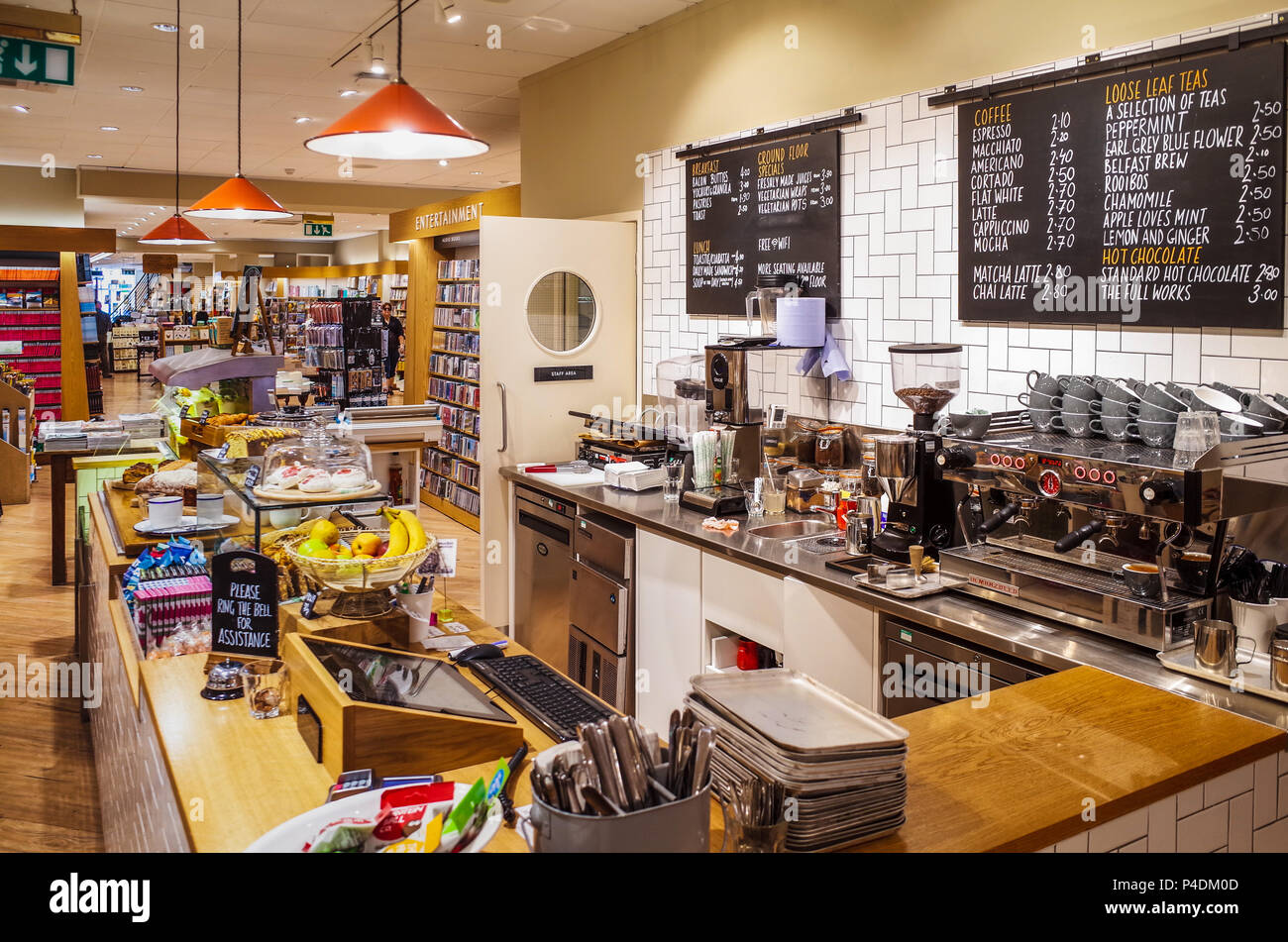 Waterstones Cafe - the coffee shop at the Waterstones Book Shop in Cambridge UK Stock Photo