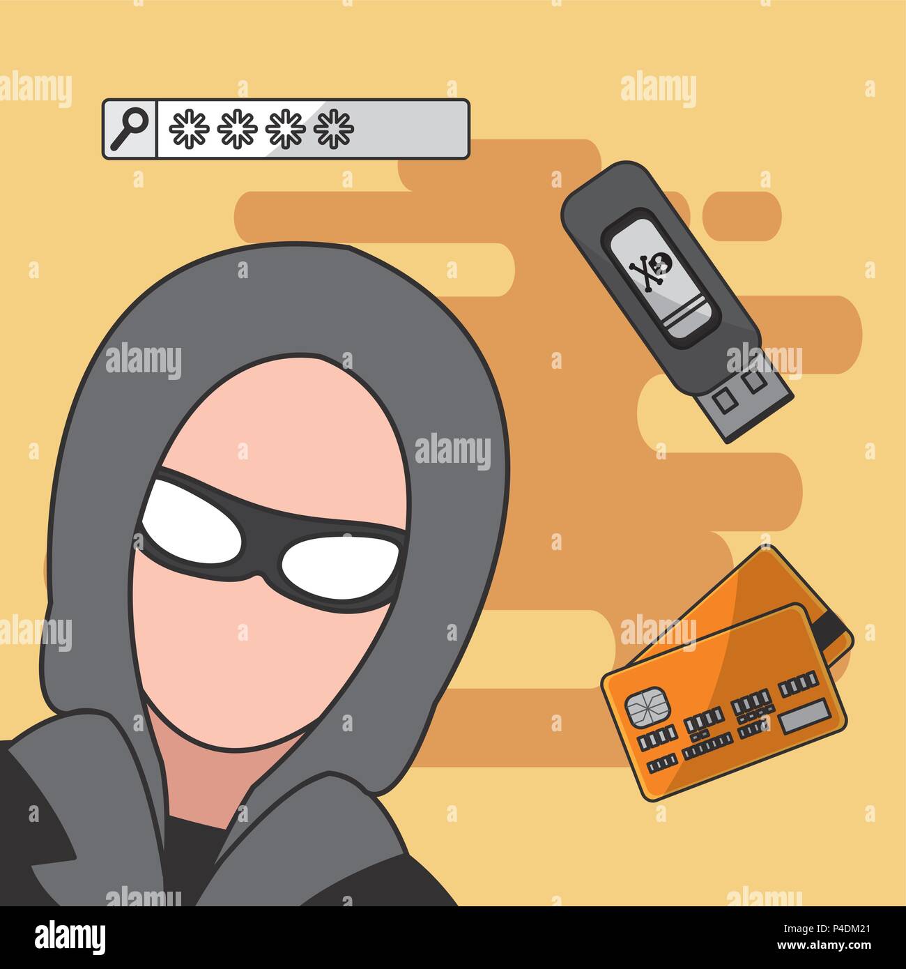 Hacker and cyber security Stock Vector