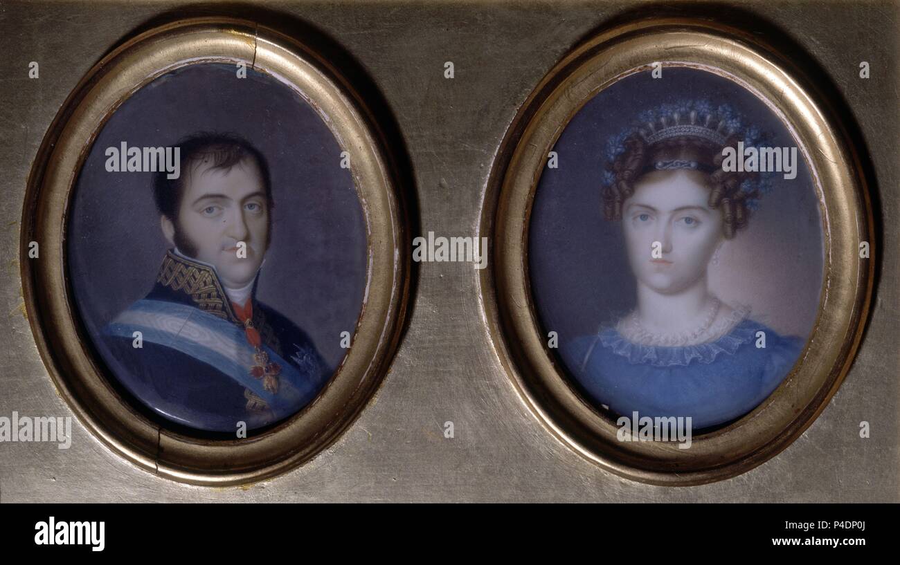 FERNANDO VII Y MARIA JOSEFA AMALIA DE SAJONIA. Author Luis de la Cruz