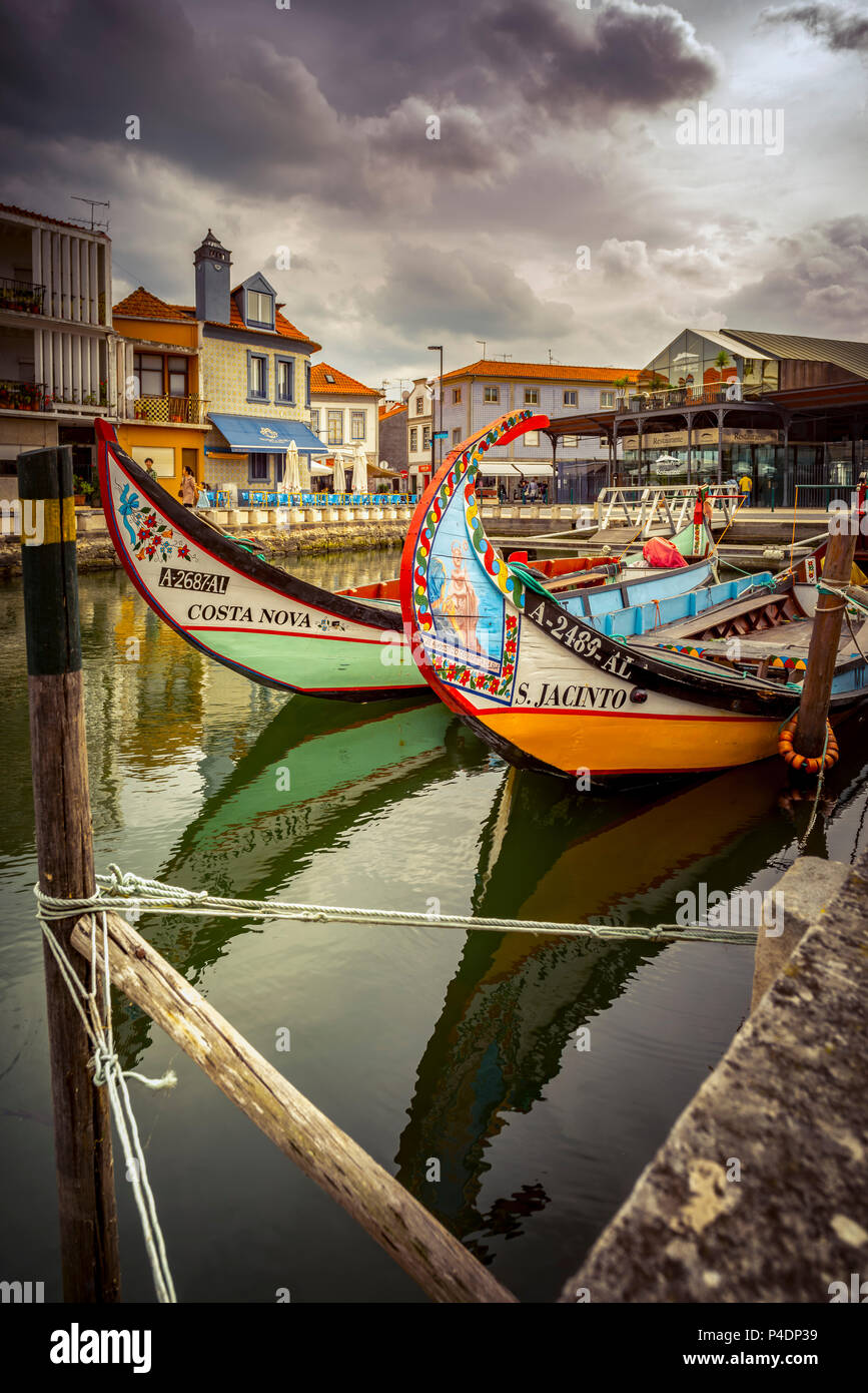 Europa, Portugal, Aveiro, Boot, Moliceiro-Boote Stock Photo