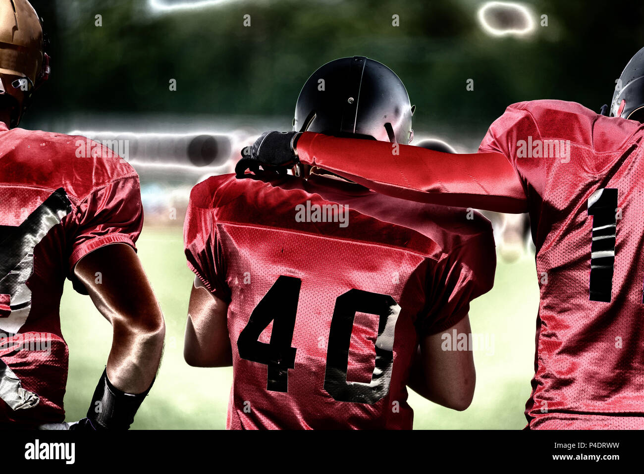 Metallic effect, toned image of American Football players in action Stock Photo
