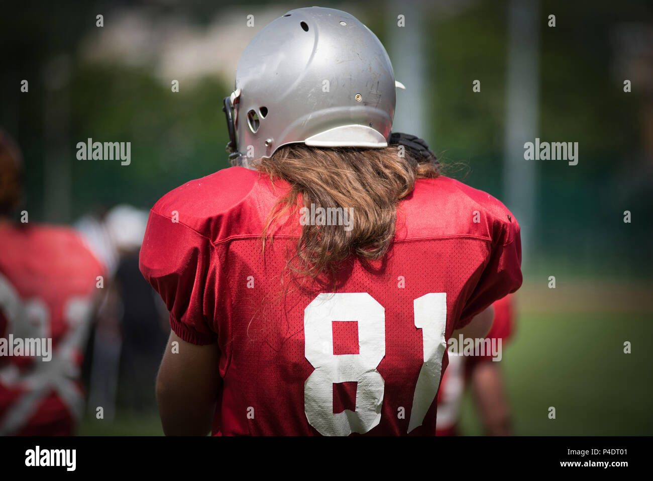Vignette image of an American Football player in action Stock Photo