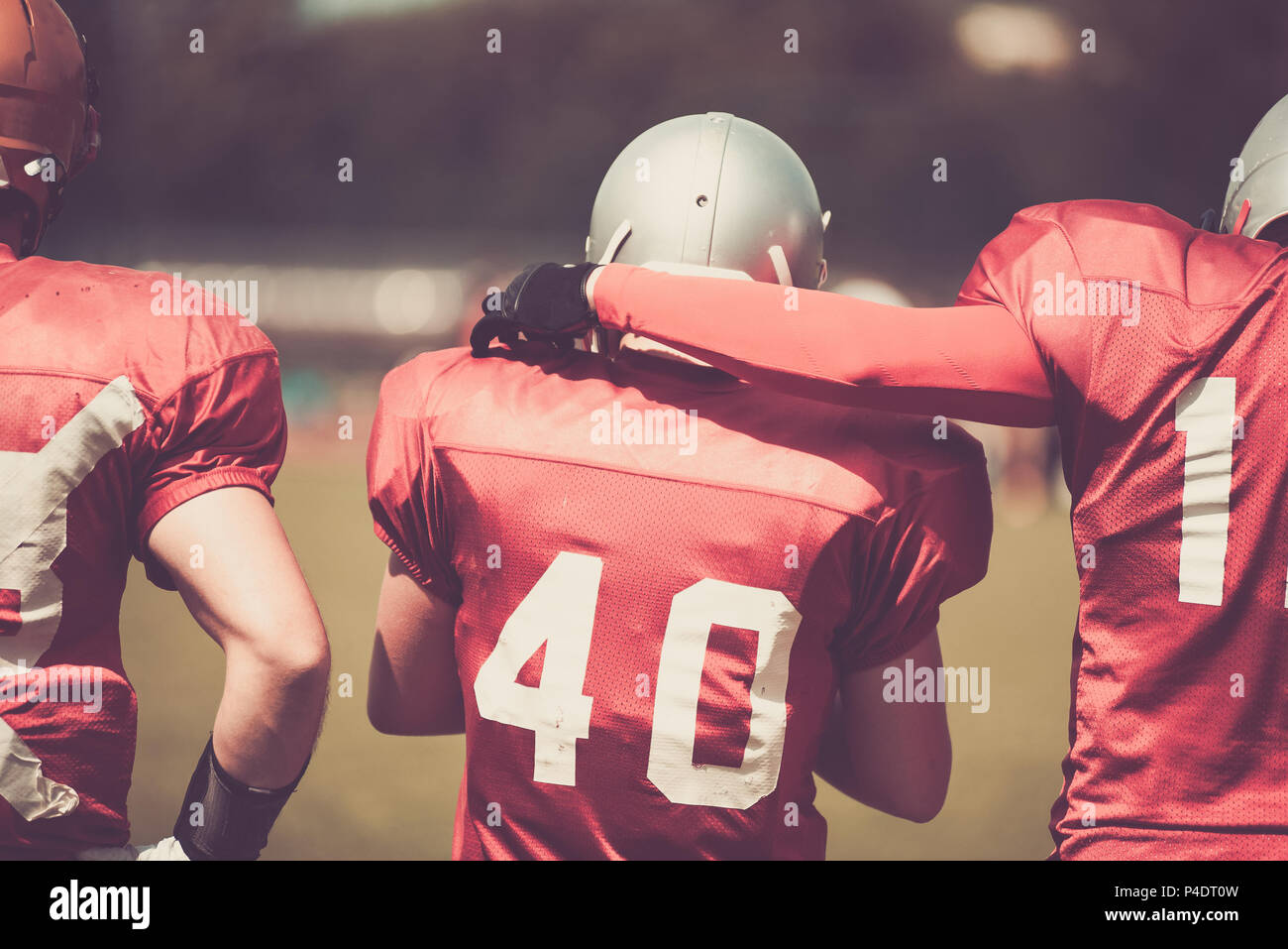 Toned image of an American Football player in action Stock Photo