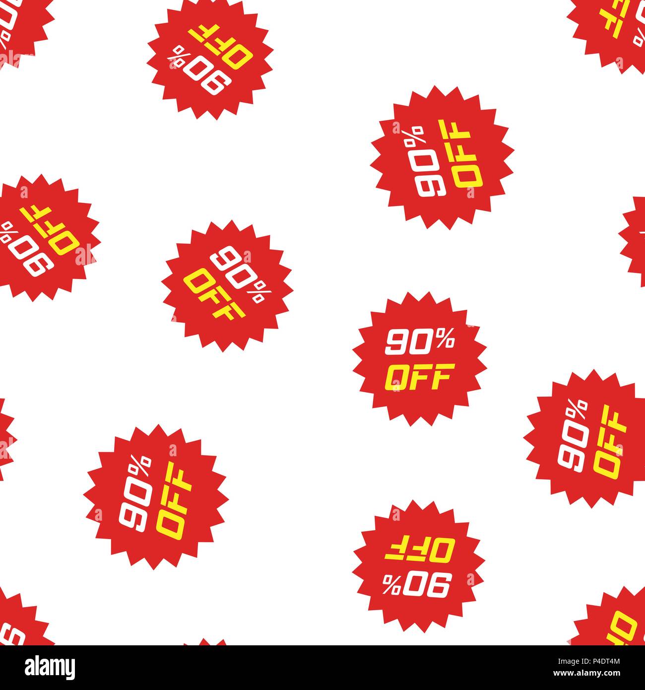 Discount sticker icon seamless pattern background. Business concept vector illustration. Sale tag promotion 90 percent discount symbol pattern. Stock Vector