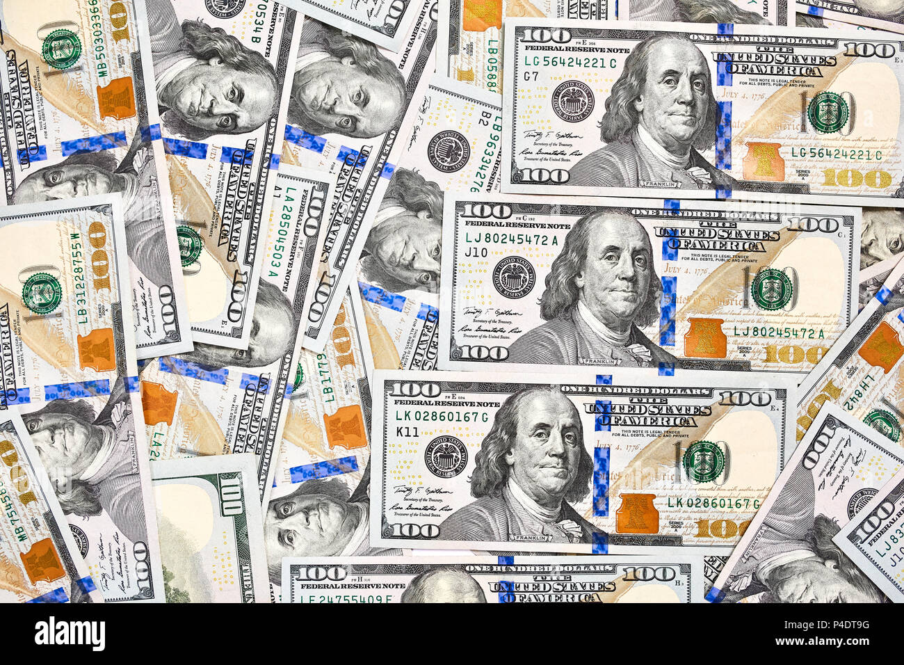 Wallpaper background American money hundred dollar bill view fro Stock Photo