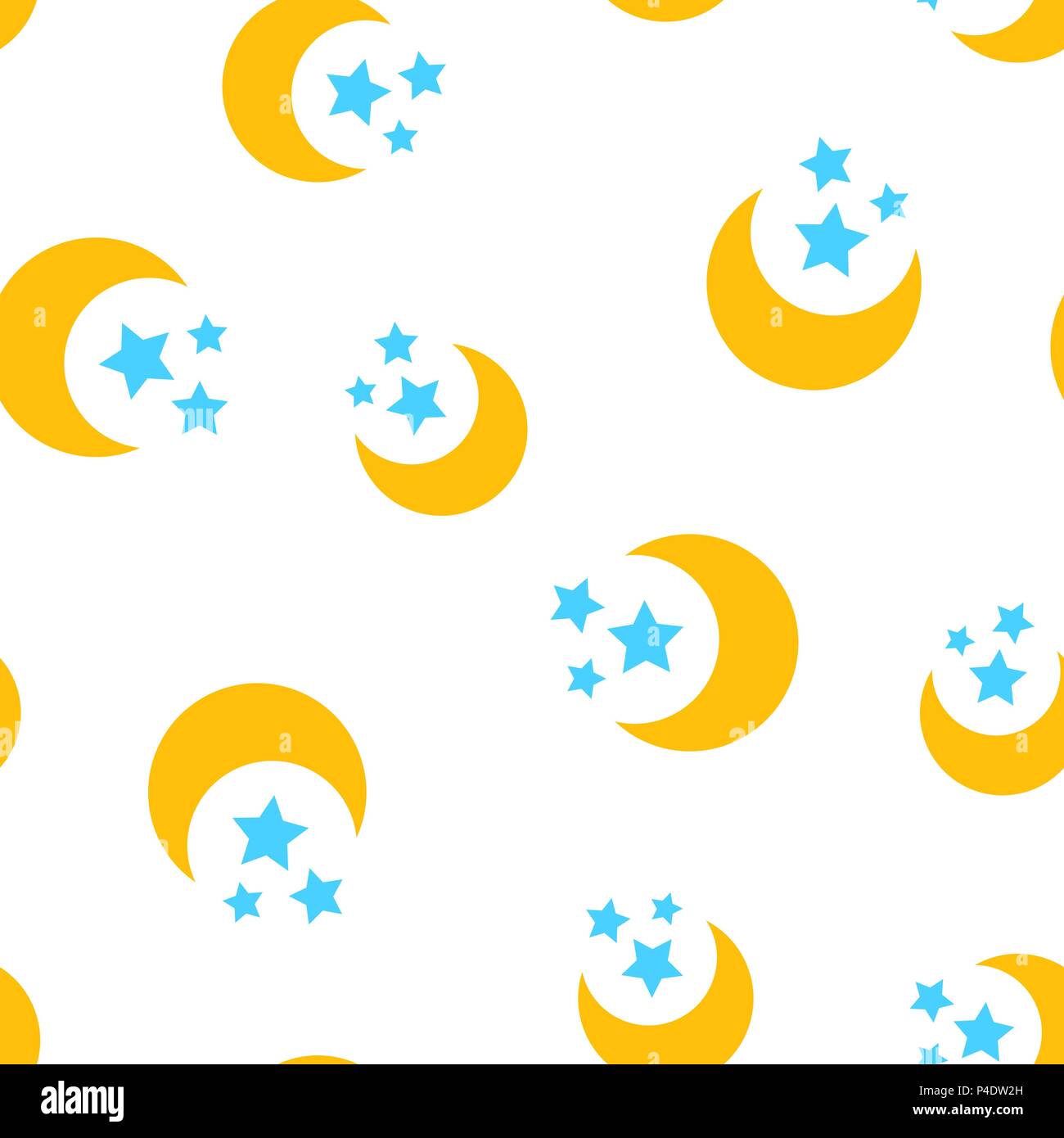 Nighttime moon and stars icon seamless pattern background. Business ...