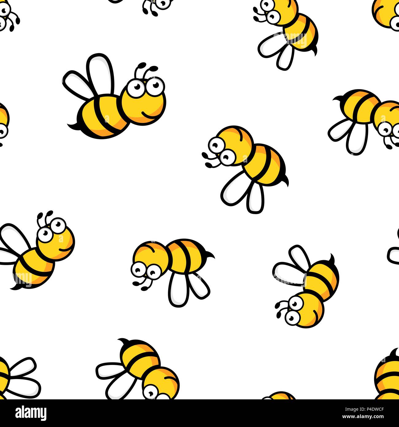 Cartoon Bee Icon Seamless Pattern Background Business Concept Vector Illustration Wasp Insect 