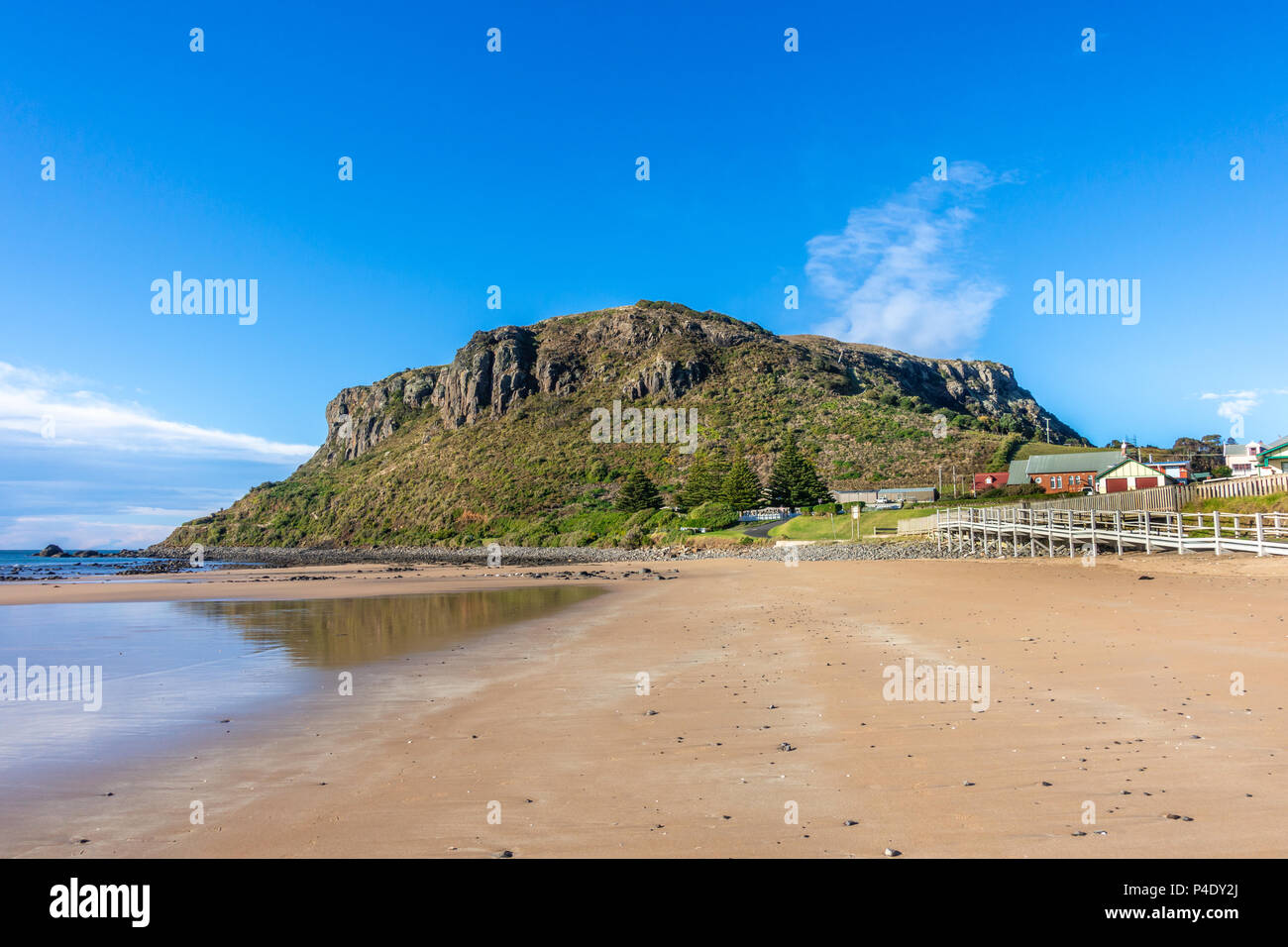 Godfreys Beach near The Nut -- an ancient volcanic plug in village of Stanley, Tasmania Australia. Stock Photo