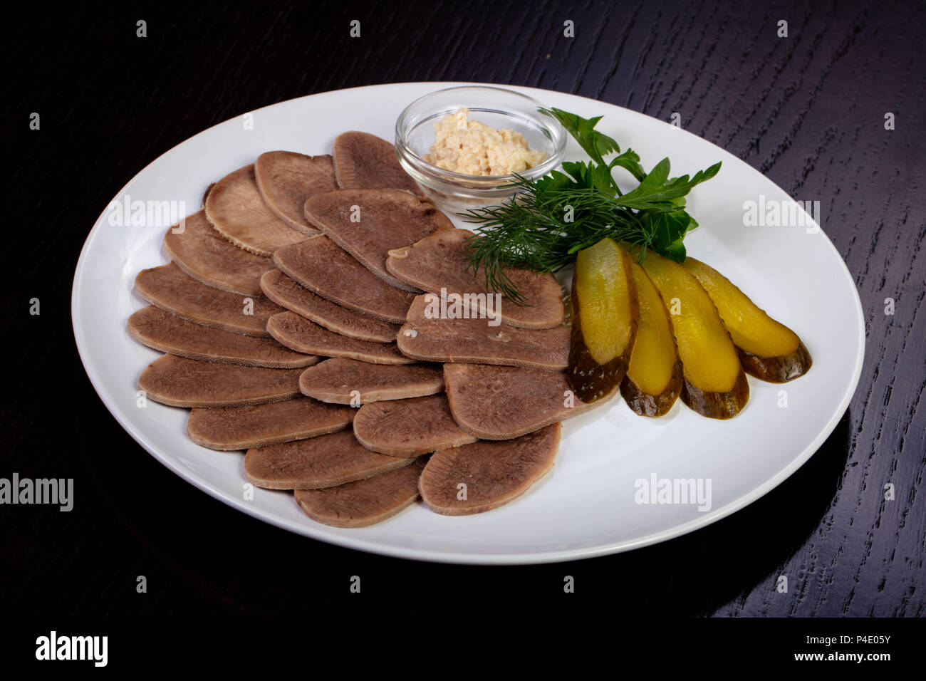 Tasty beef tongue with pickles Stock Photo Alamy