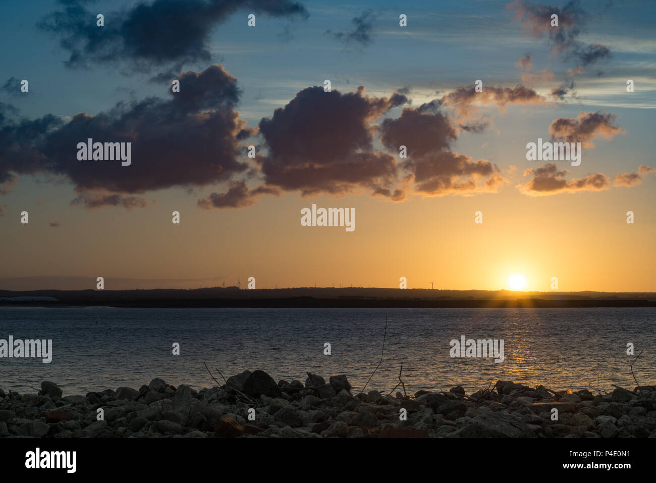 Coastal sunset at Redcar. North east of England. Stock Photo