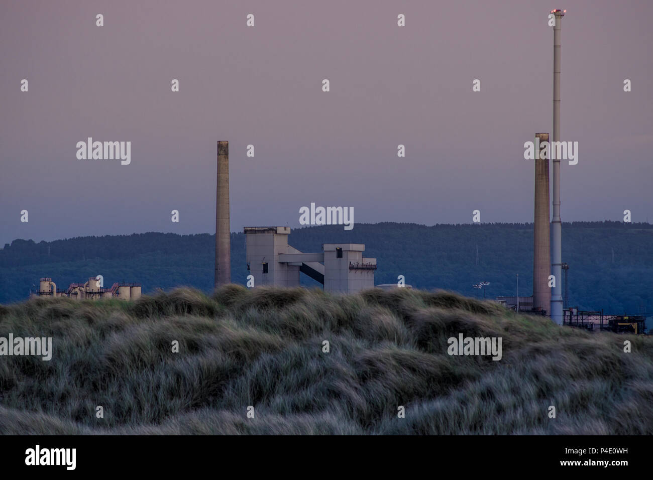 Industrial background by the north east coast of England. South Gare at Redcar. Stock Photo