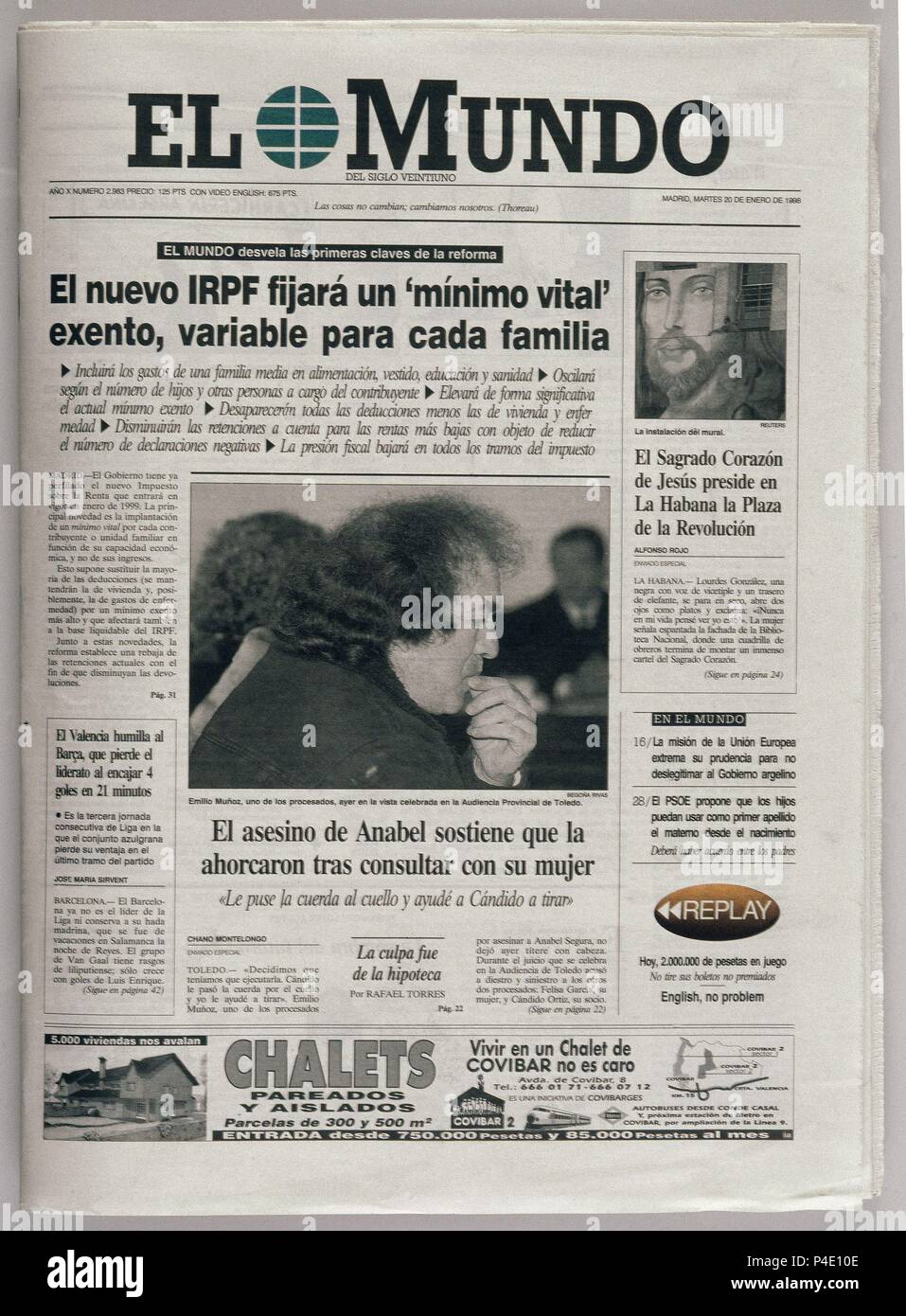 PERIODICO EL MUNDO - PORTADA - 20/01/98 - "EL NUEVO IRPF Stock Photo - Alamy