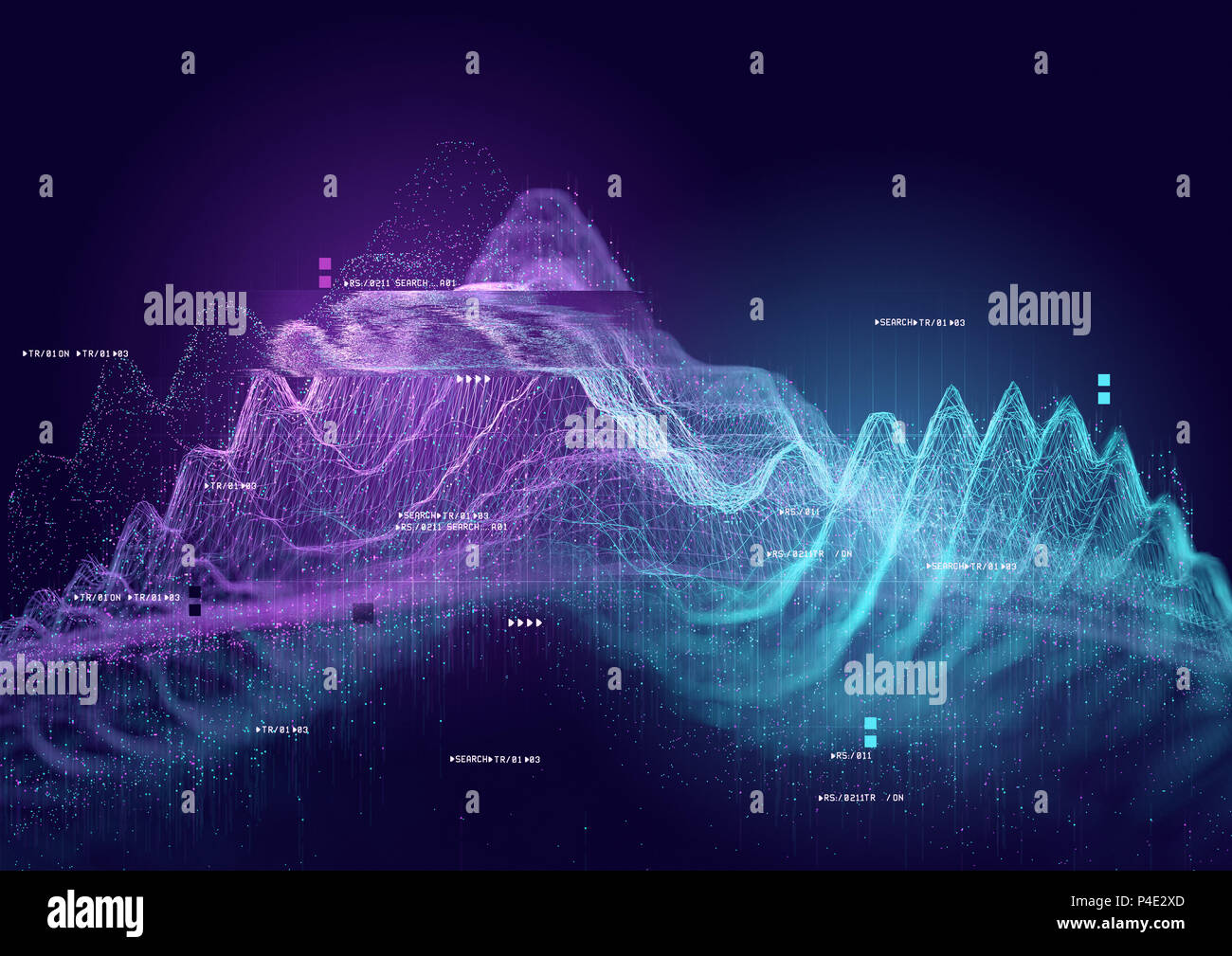 Big data and tracking information, 3D visualization illustration Stock Photo