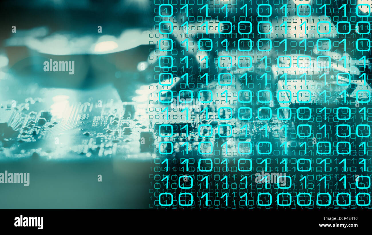 Binary code and technology electronic chip Stock Photo